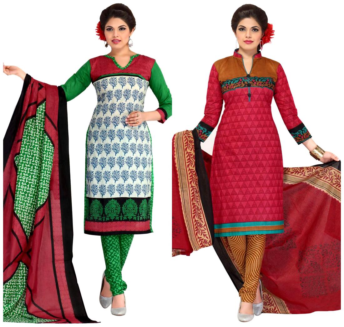 

Sahari Designs White And Maroon Cotton Unstitched Dress Material - Pack Of 2 Suit