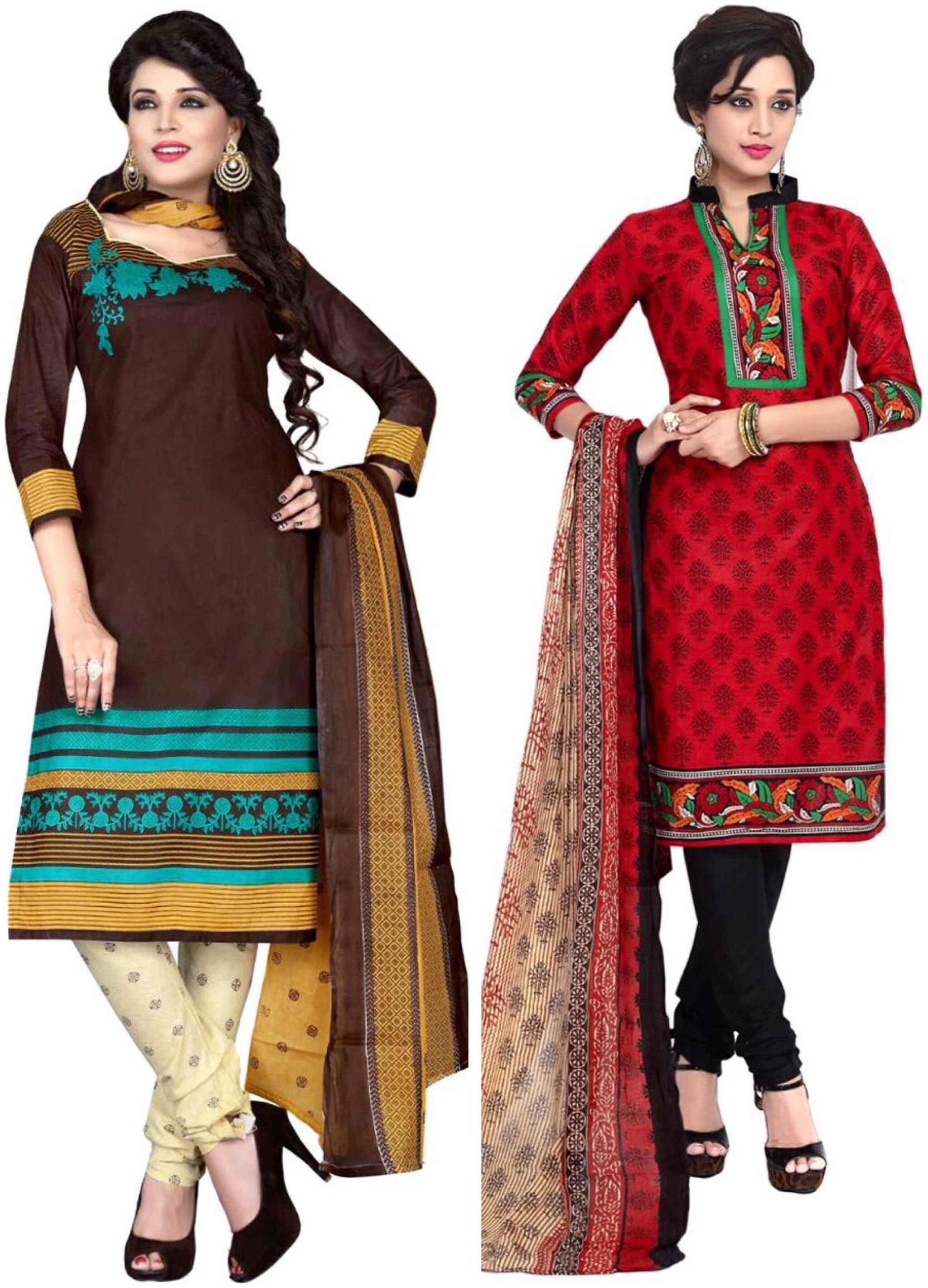 

Sahari Designs Women s Cotton Printed Unstitched Dress Material (Multicolor) - Set of 2