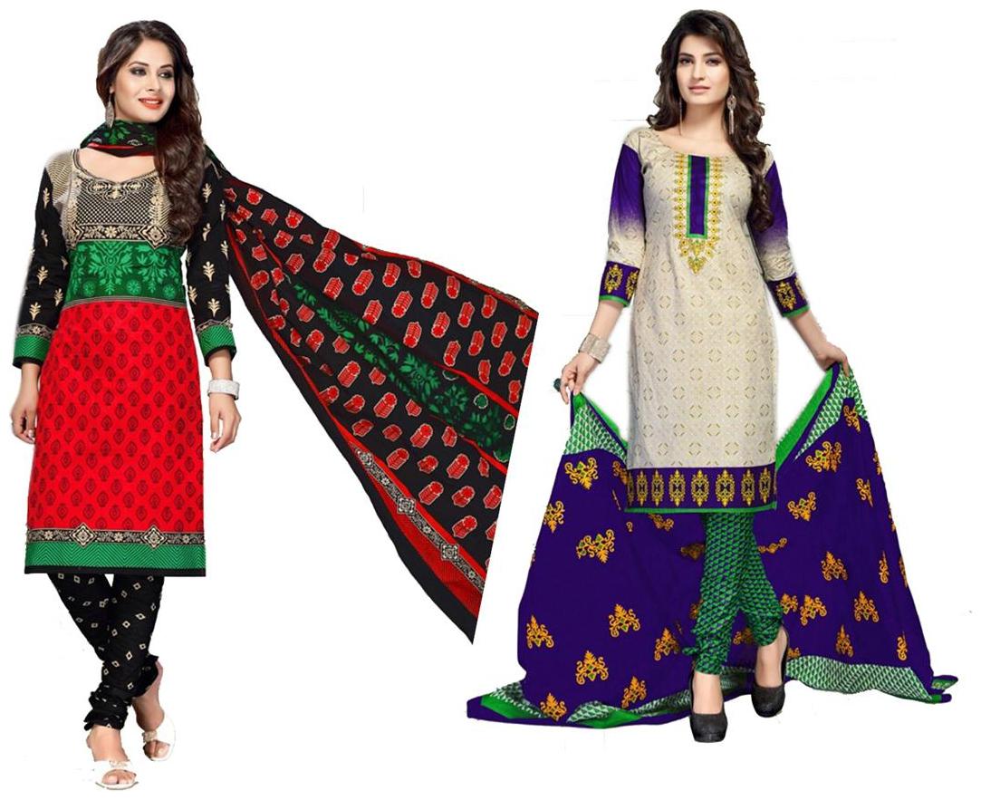 

Sahari Designs Maroon And Black Cotton Unstitched Dress Material - Pack Of 2 Suit