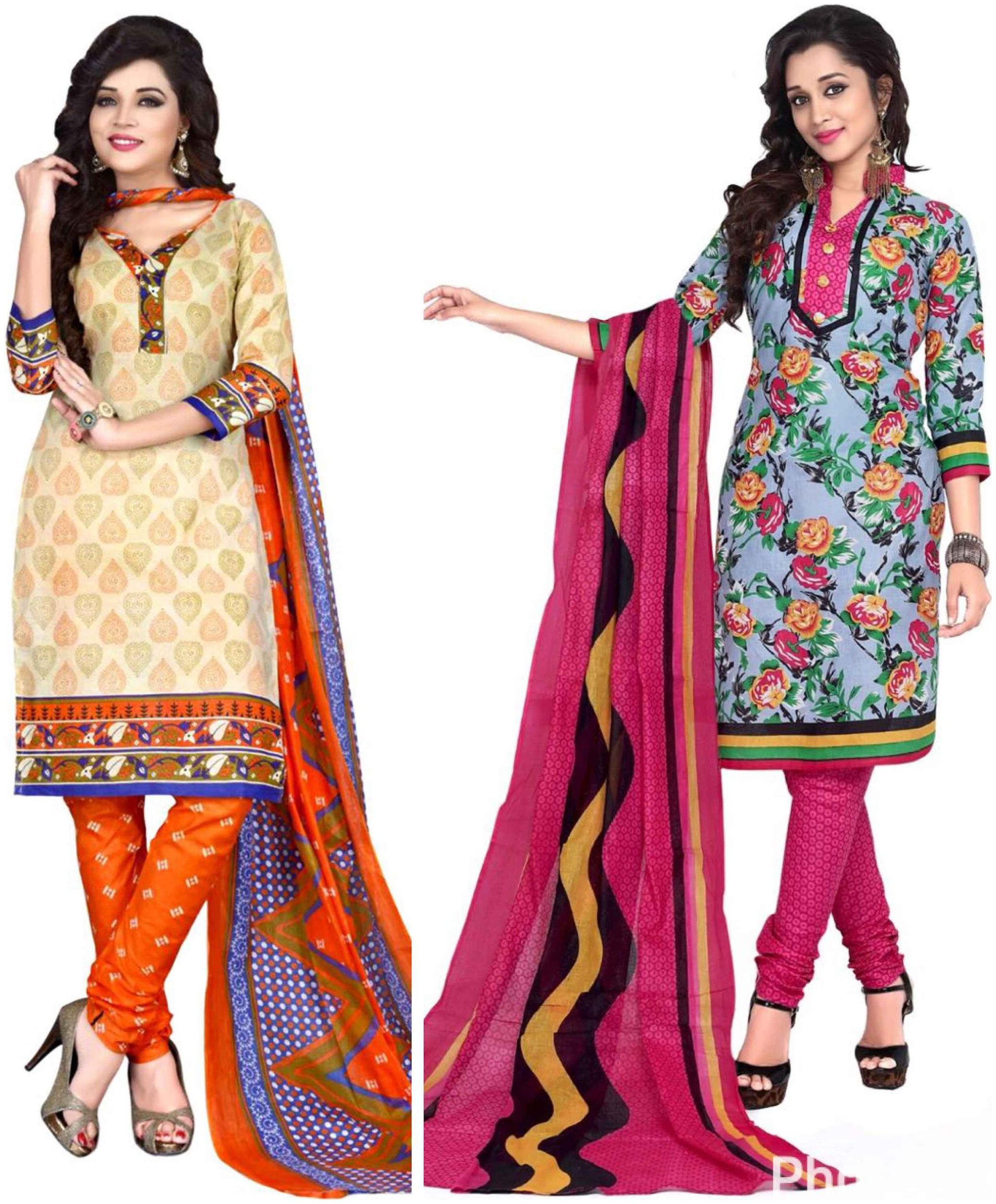 

Sahari Designs Women s Cotton Printed Unstitched Dress Material (Multicolor) - Set of 2