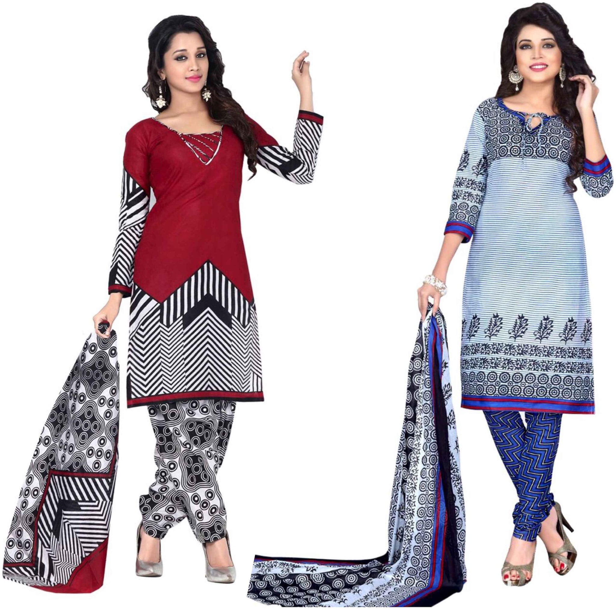 

Sahari Designs Women s Cotton Printed Unstitched Dress Material (Multicolor) - Set of 2