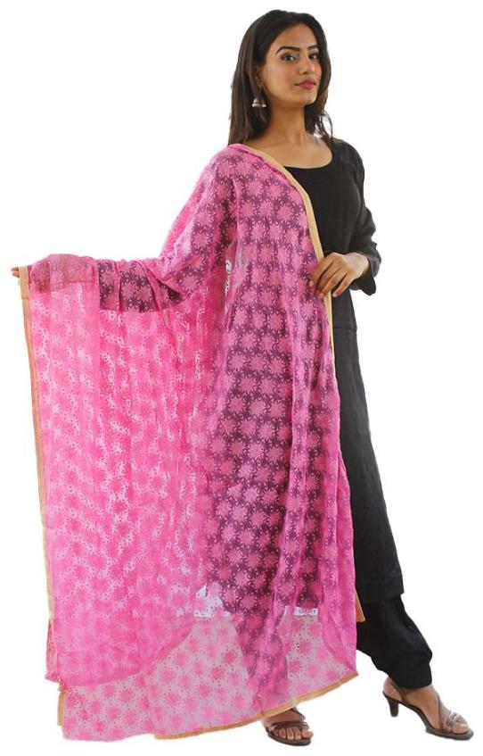 

Sahej Suits Women Fashion Chiffon Phulkari Kanchan Dupatta Pink