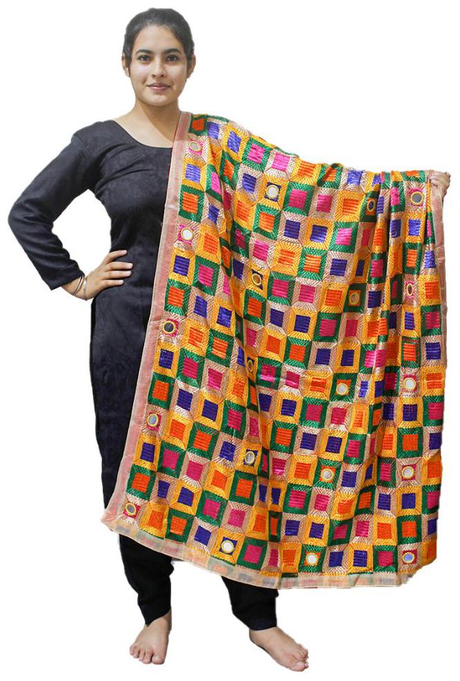 

Sahej Suits Women Fashion Chinon Fabric Phulkari Multi-Color