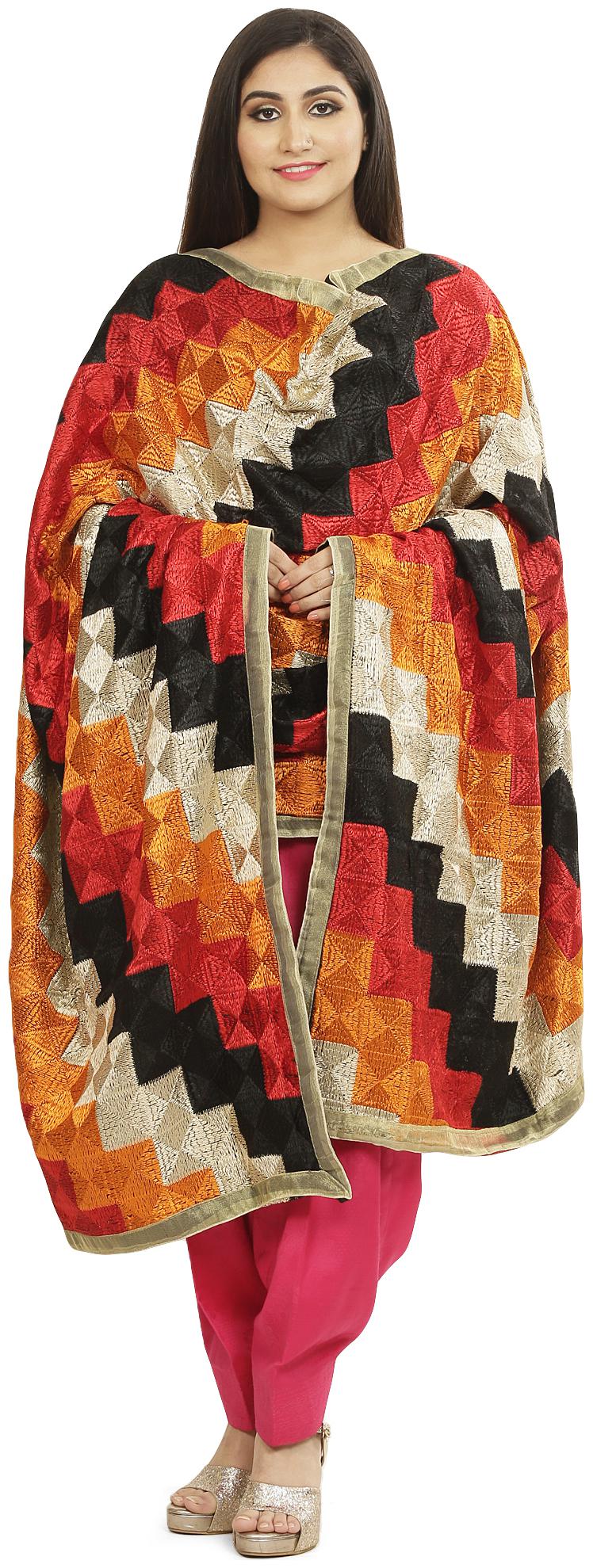 

SAHEJ SUITS Women Chiffon Embroidered Multi Dupatta