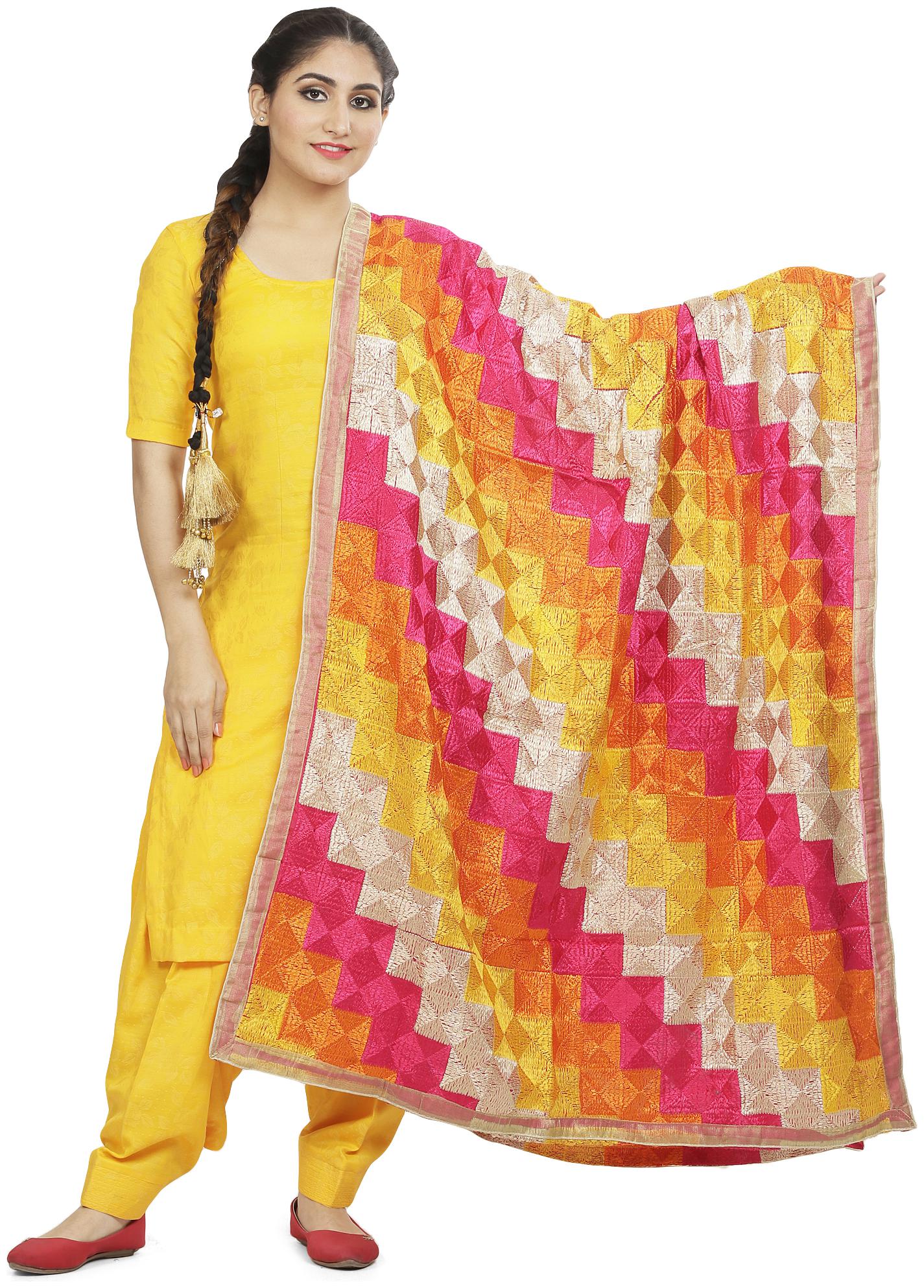 

SAHEJ SUITS Women Chiffon Embroidered Multi Dupatta