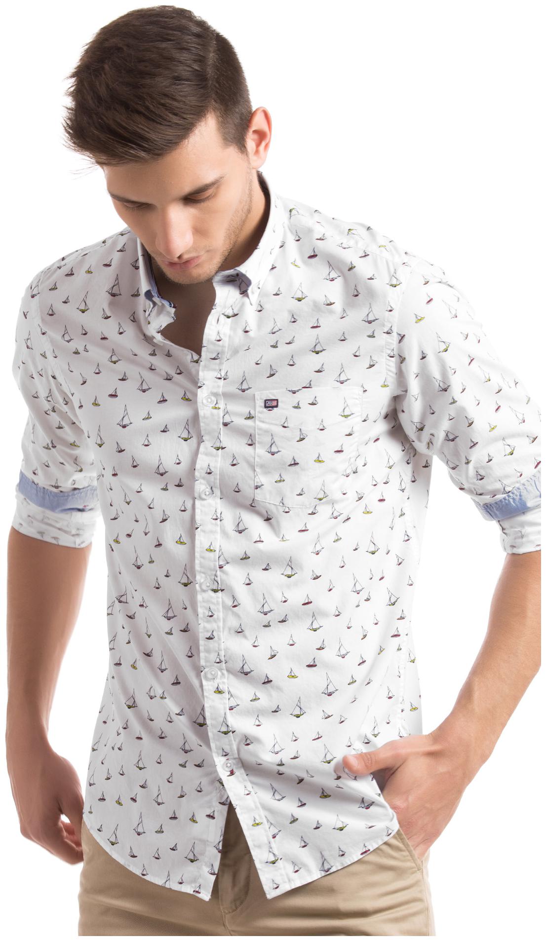 

Arrow Men White Printed Slim Fit Casual Shirt