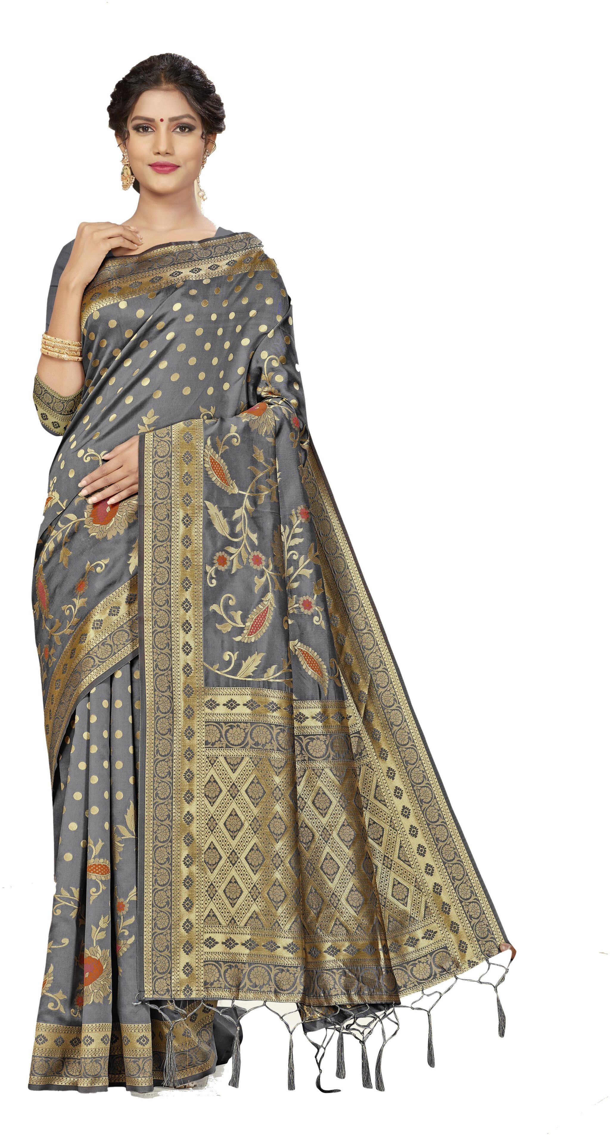 

SAINOOR Artificial Silk Grey Woven Saree For Women