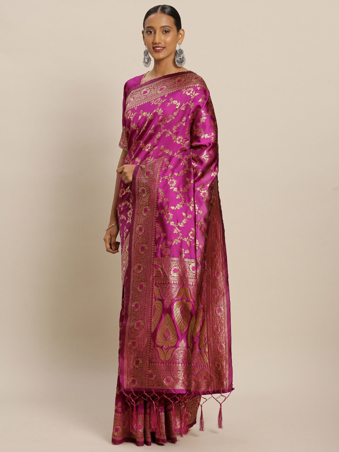

SAINOOR Artificial Silk Woven Pink Regular Saree For Women