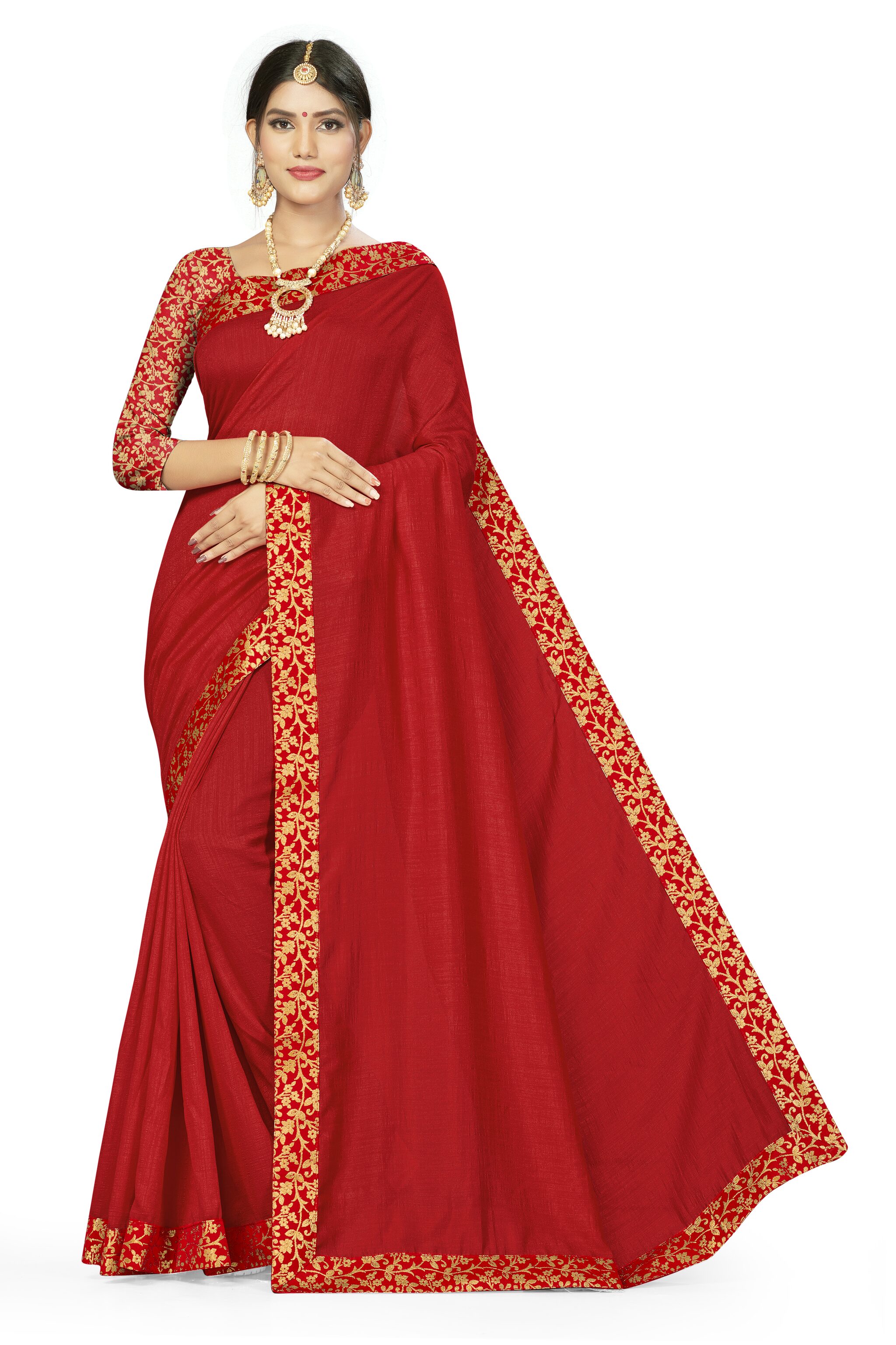 

SAINOOR Artificial Silk Woven Red Regular Saree For Women