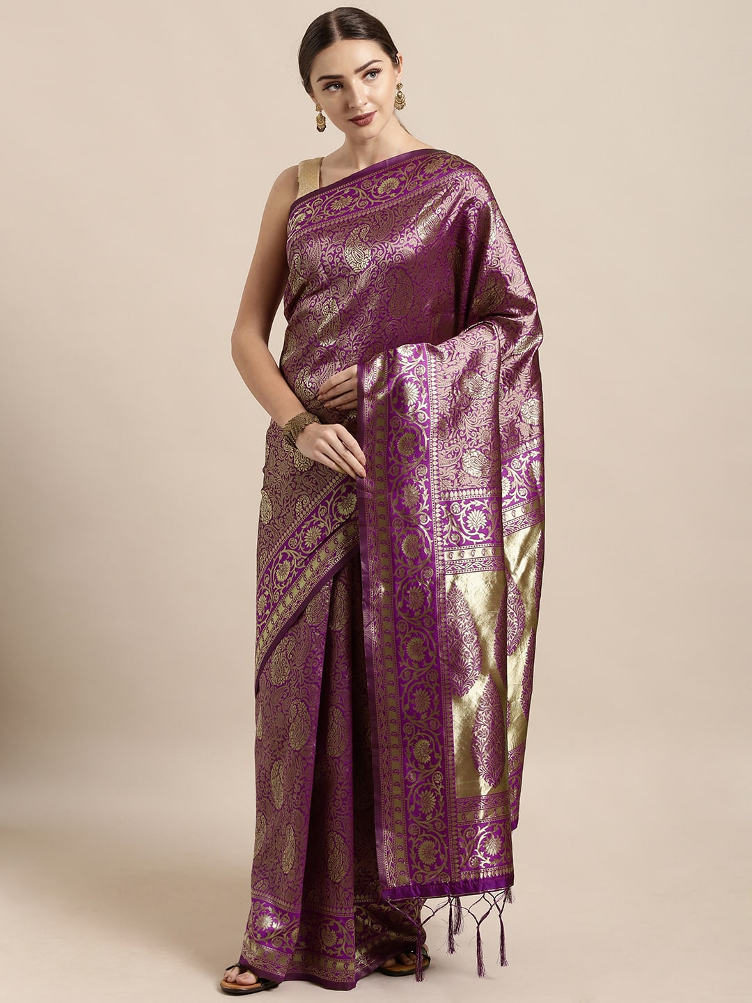 

SAINOOR Artificial Silk Woven Purple Regular Saree For Women