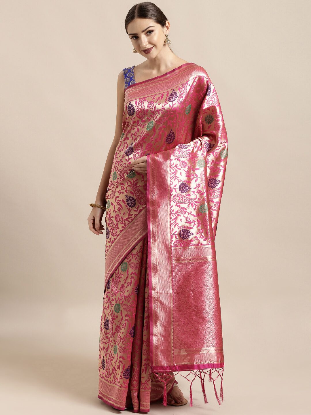 

SAINOOR Artificial Silk Woven Pink Regular Saree For Women