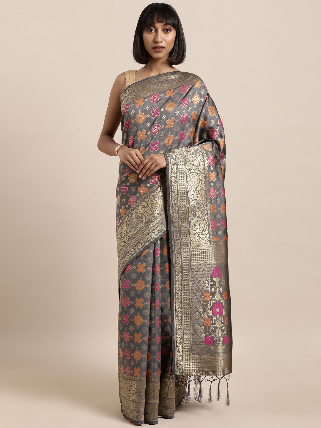 

SAINOOR Artificial Silk Woven Grey Regular Saree For Women