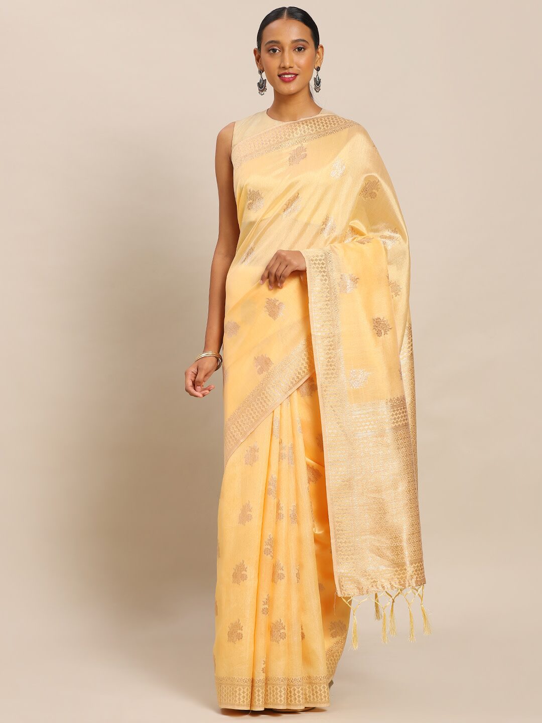 

SAINOOR Artificial Silk Woven Peach Regular Saree For Women