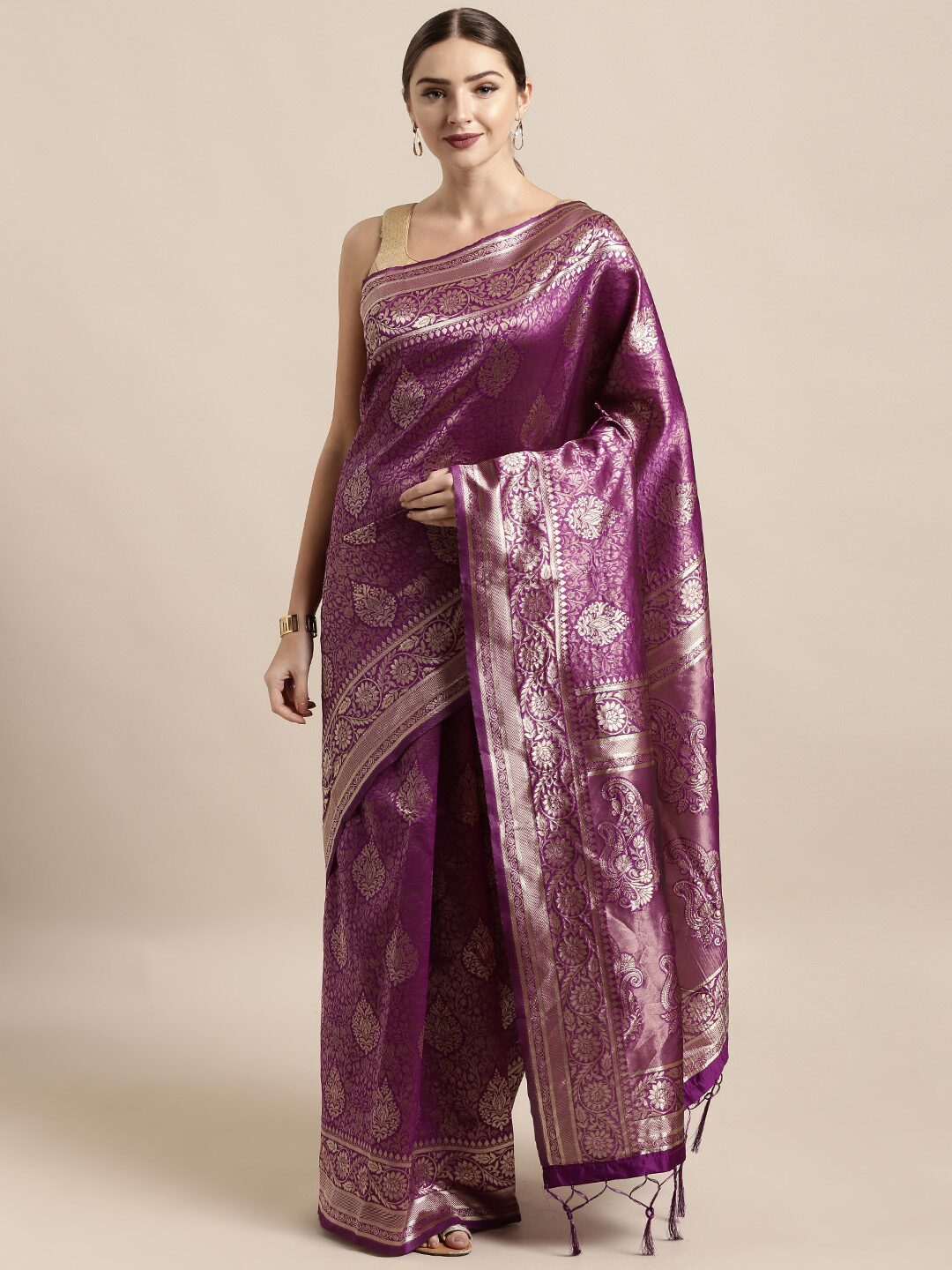 

SAINOOR Artificial Silk Woven Purple Regular Saree For Women