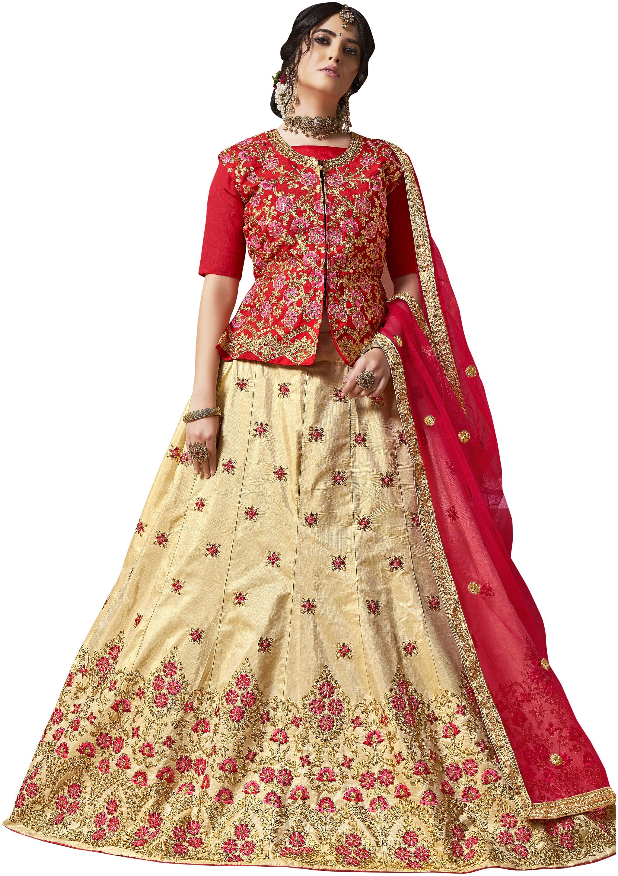 

Sainoor Heavy Multi Zari Embrodiery Beige Colour Lehenga