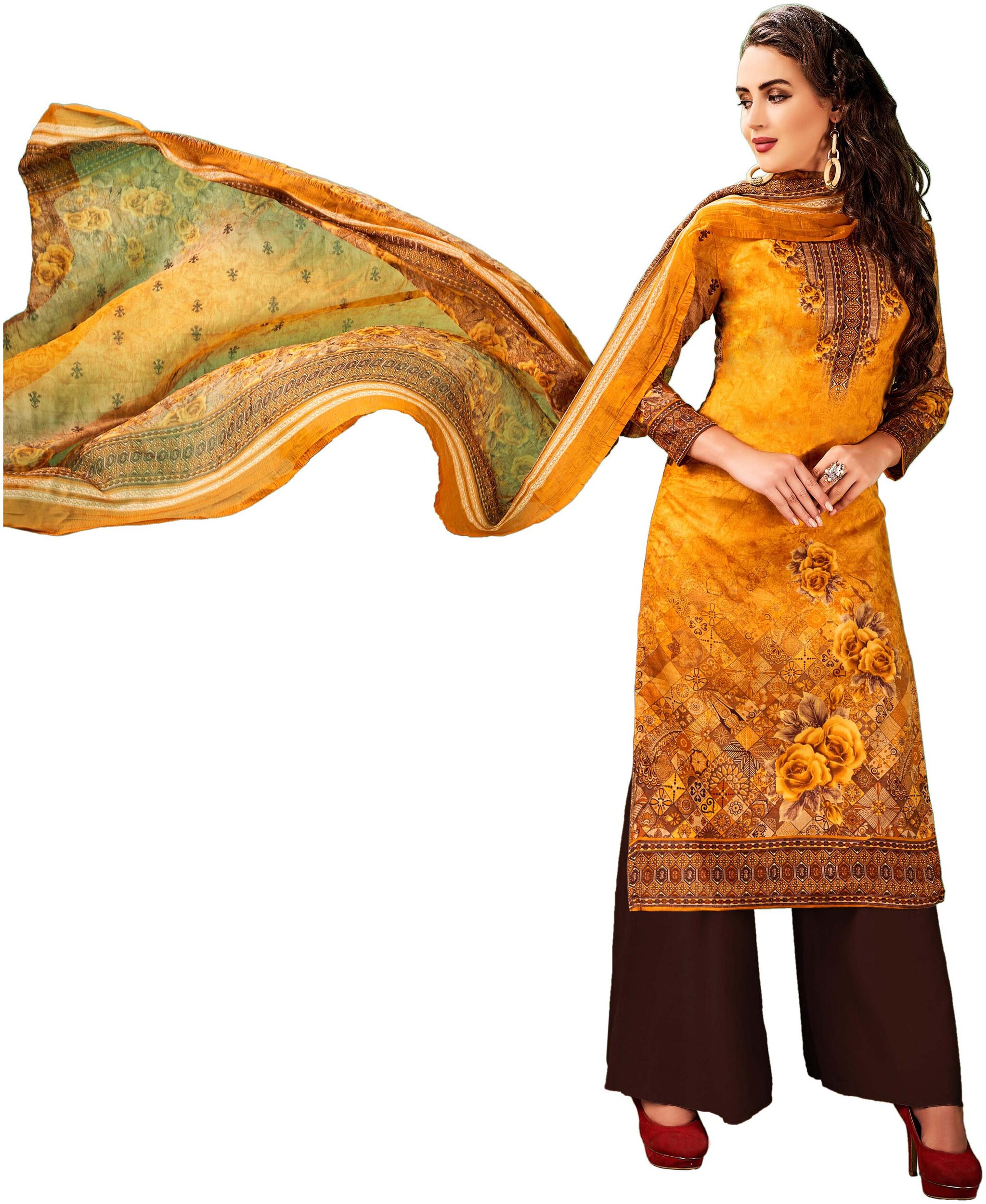 

Sainoor Multi Colour Straight Style Printed Work Dress Material
