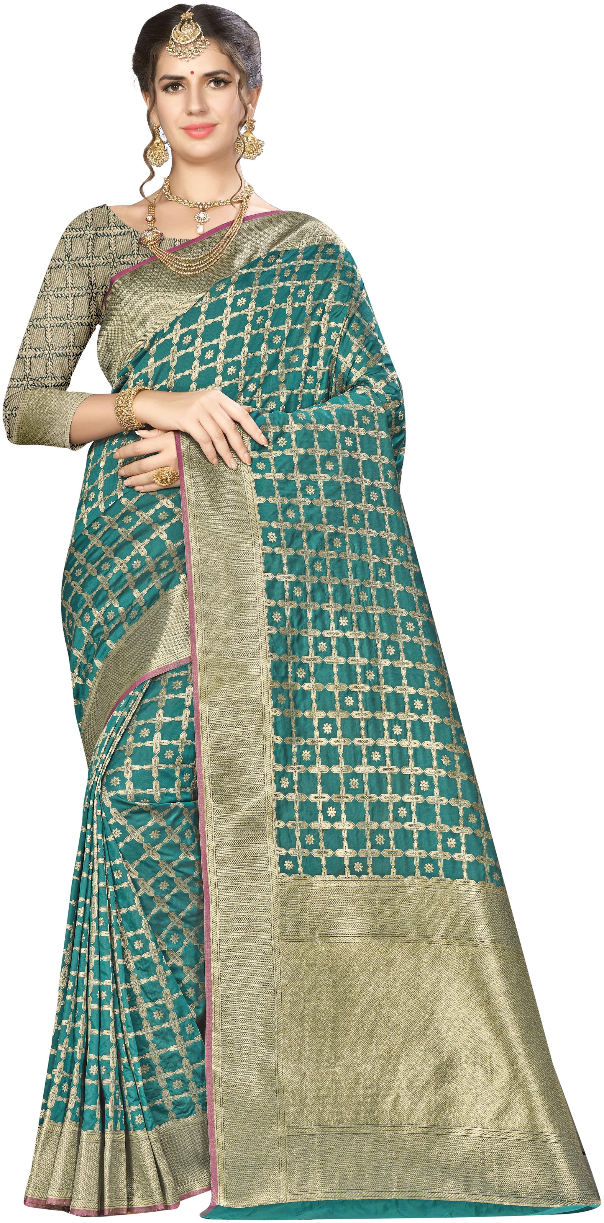 

Sainoor Silk Banarasi Saree Green