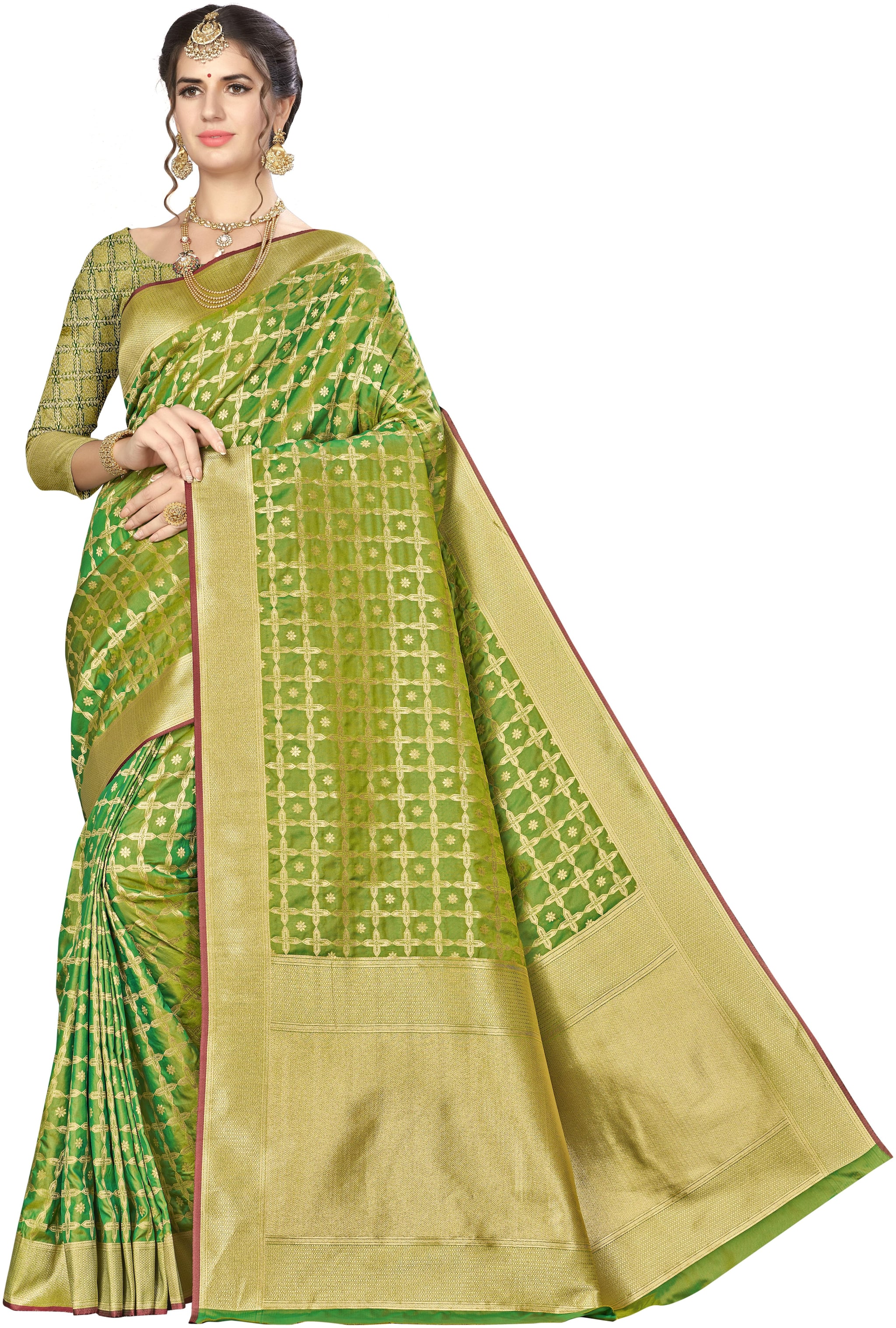 

Sainoor Silk Banarasi Saree Green