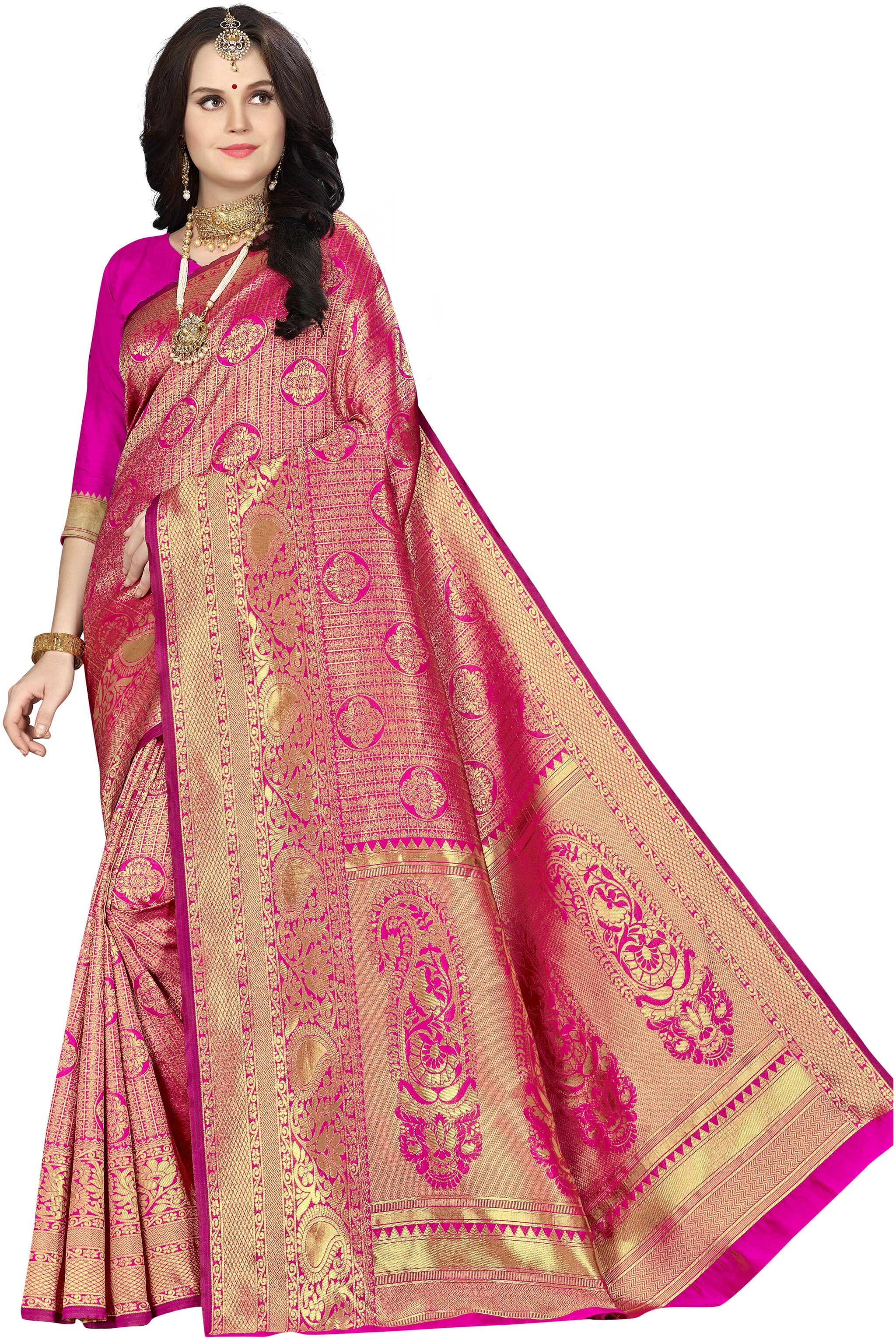 

SAINOOR Silk Banarasi Pink SareeWith Blouse