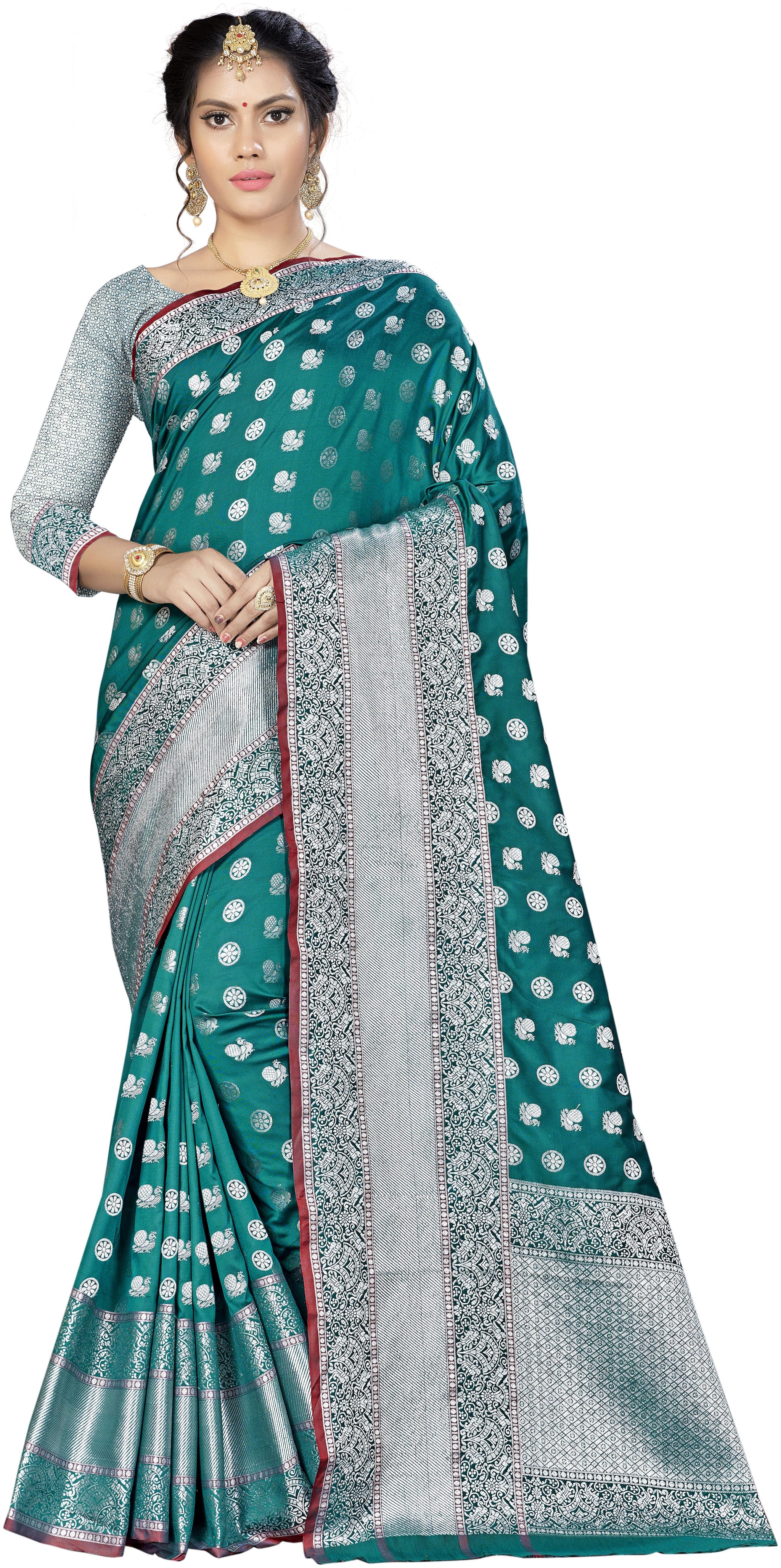 

SAINOOR Silk Banarasi Saree Green