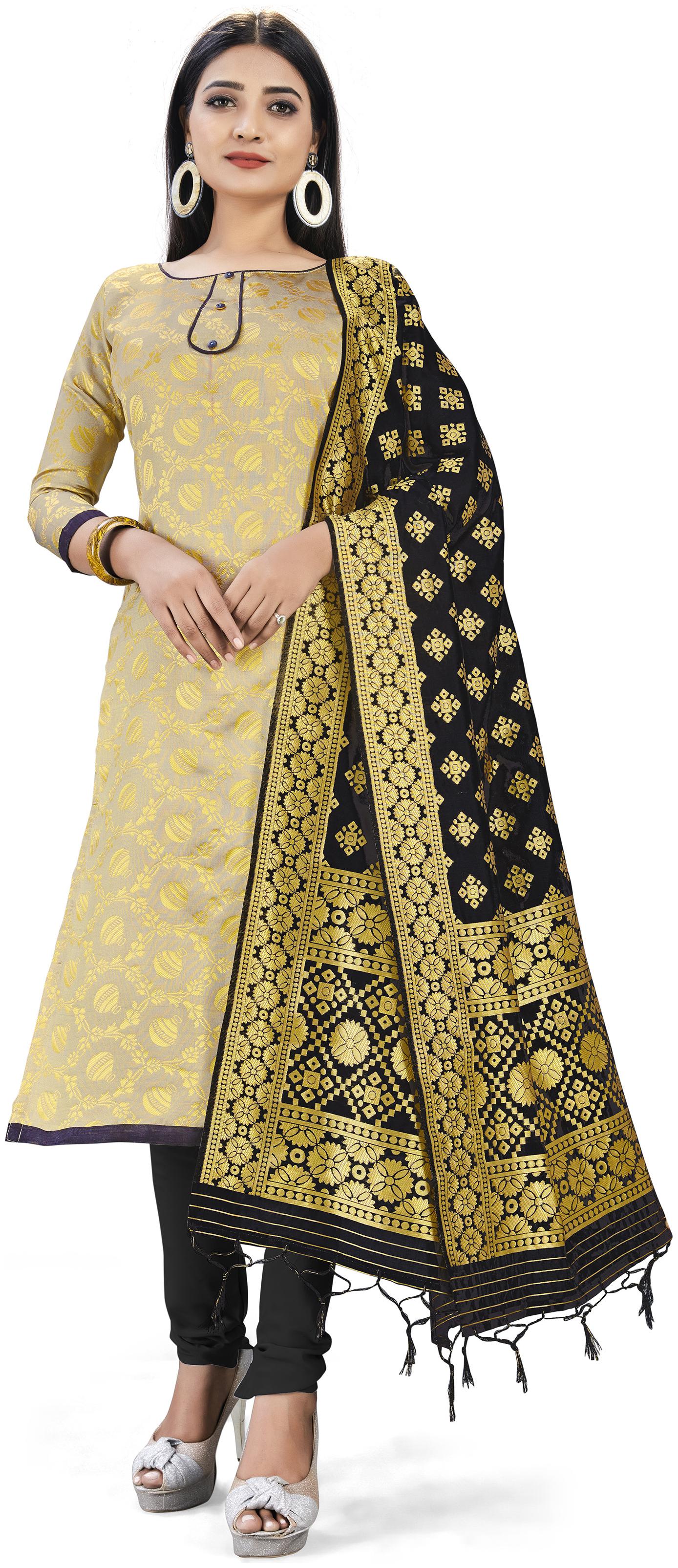 

SAINOOR Beige Unstitched Kurta with bottom dupatta With dupatta Dress Material