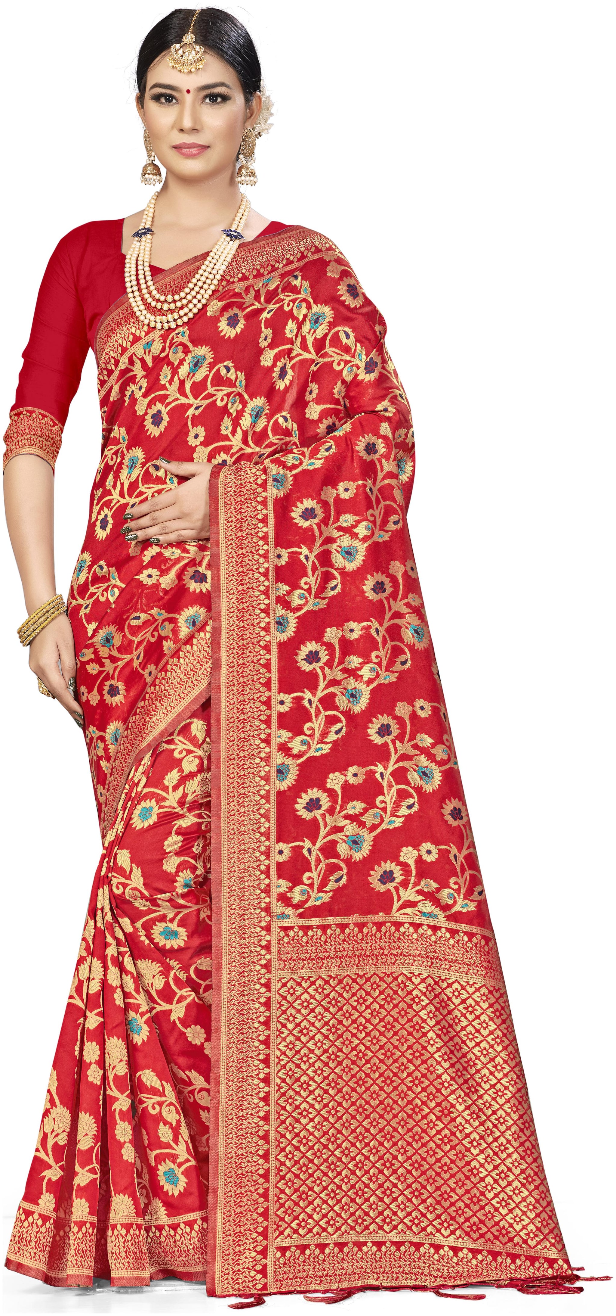 

SAINOOR Women Artificial Silk saree Floral Red