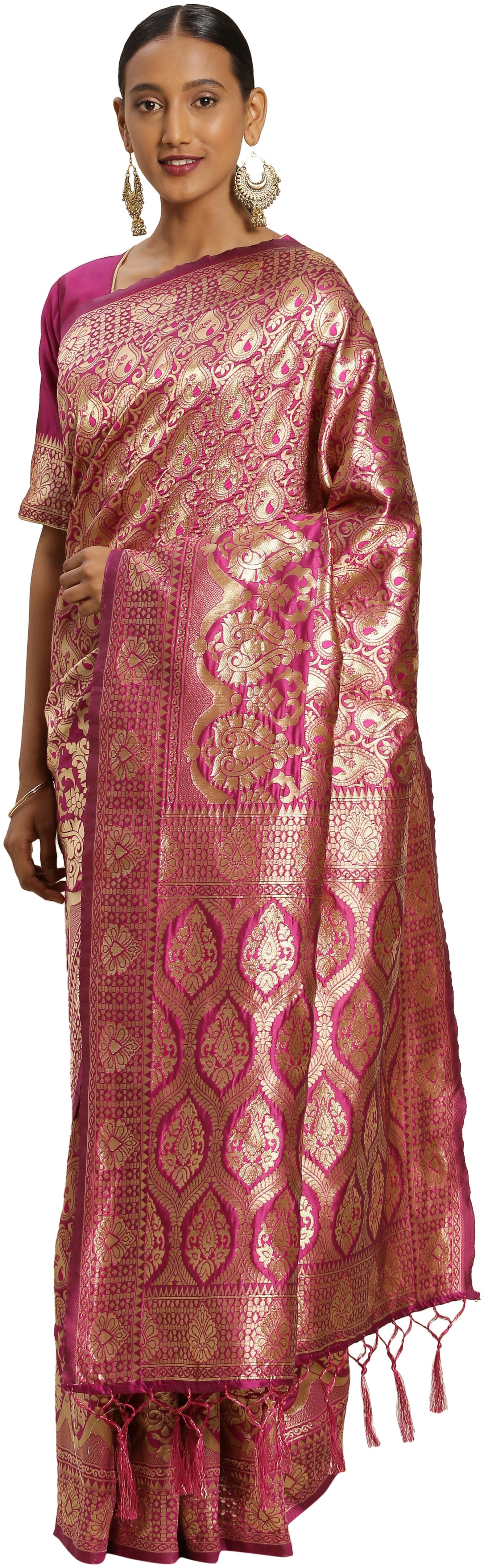 

SAINOOR Women Artificial Silk Saree Pink