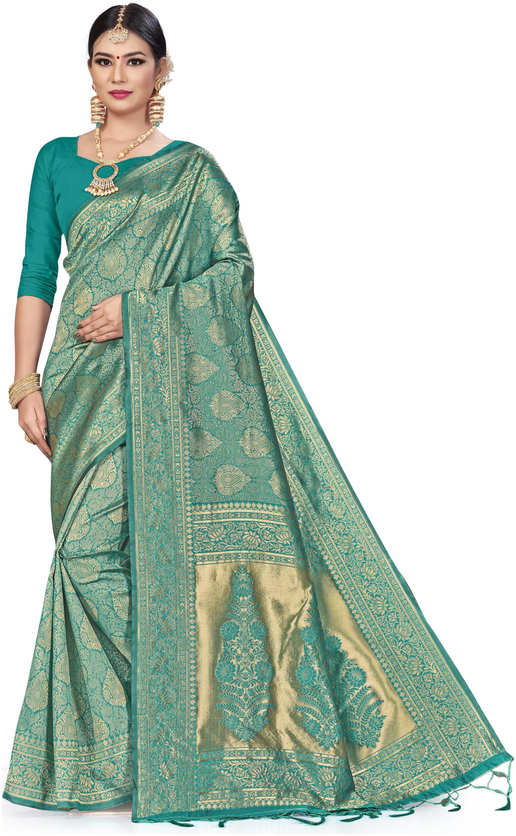 

SAINOOR Women Artificial Silk saree Woven Green