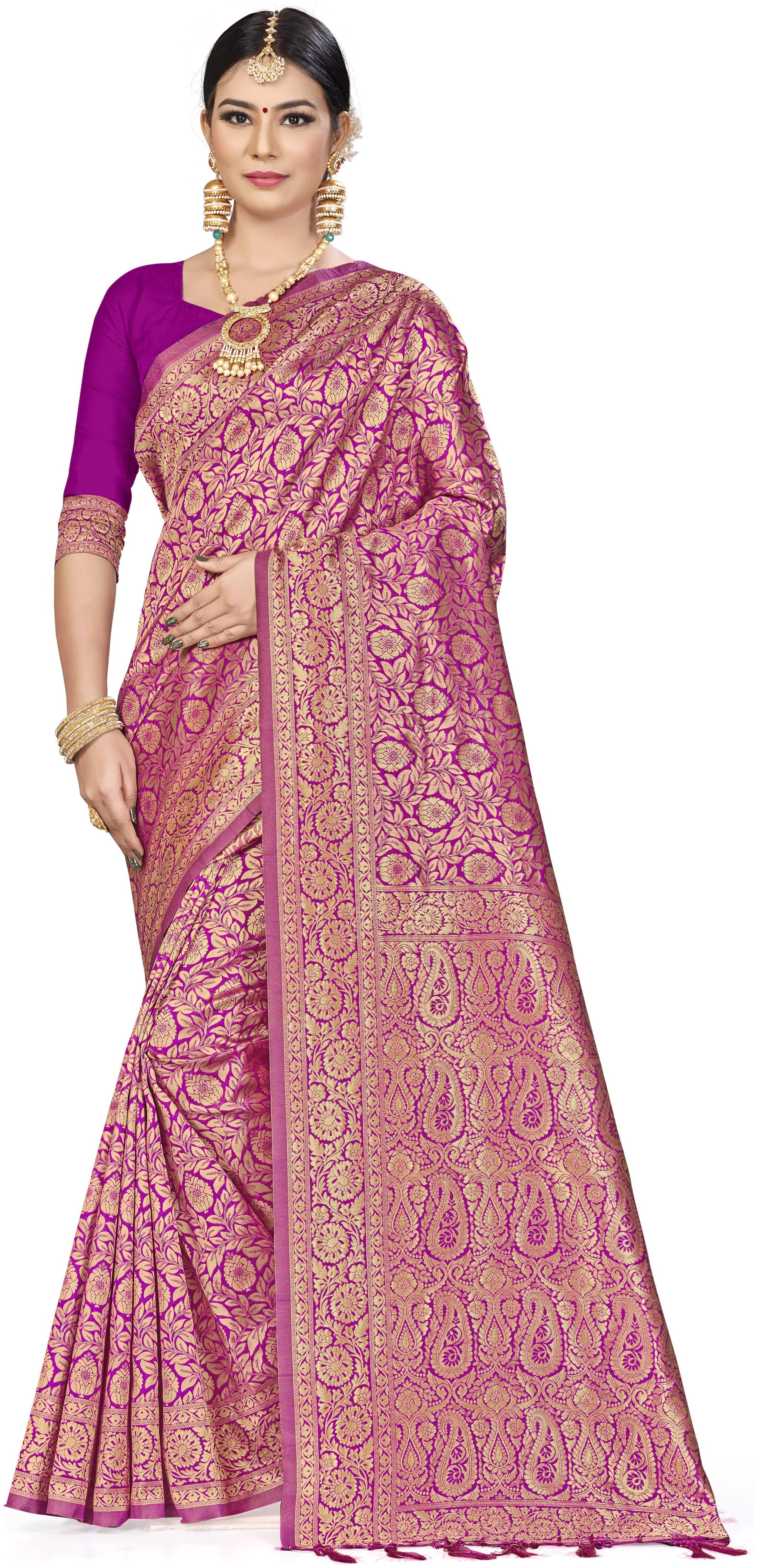 

SAINOOR Women Artificial Silk Saree Pink