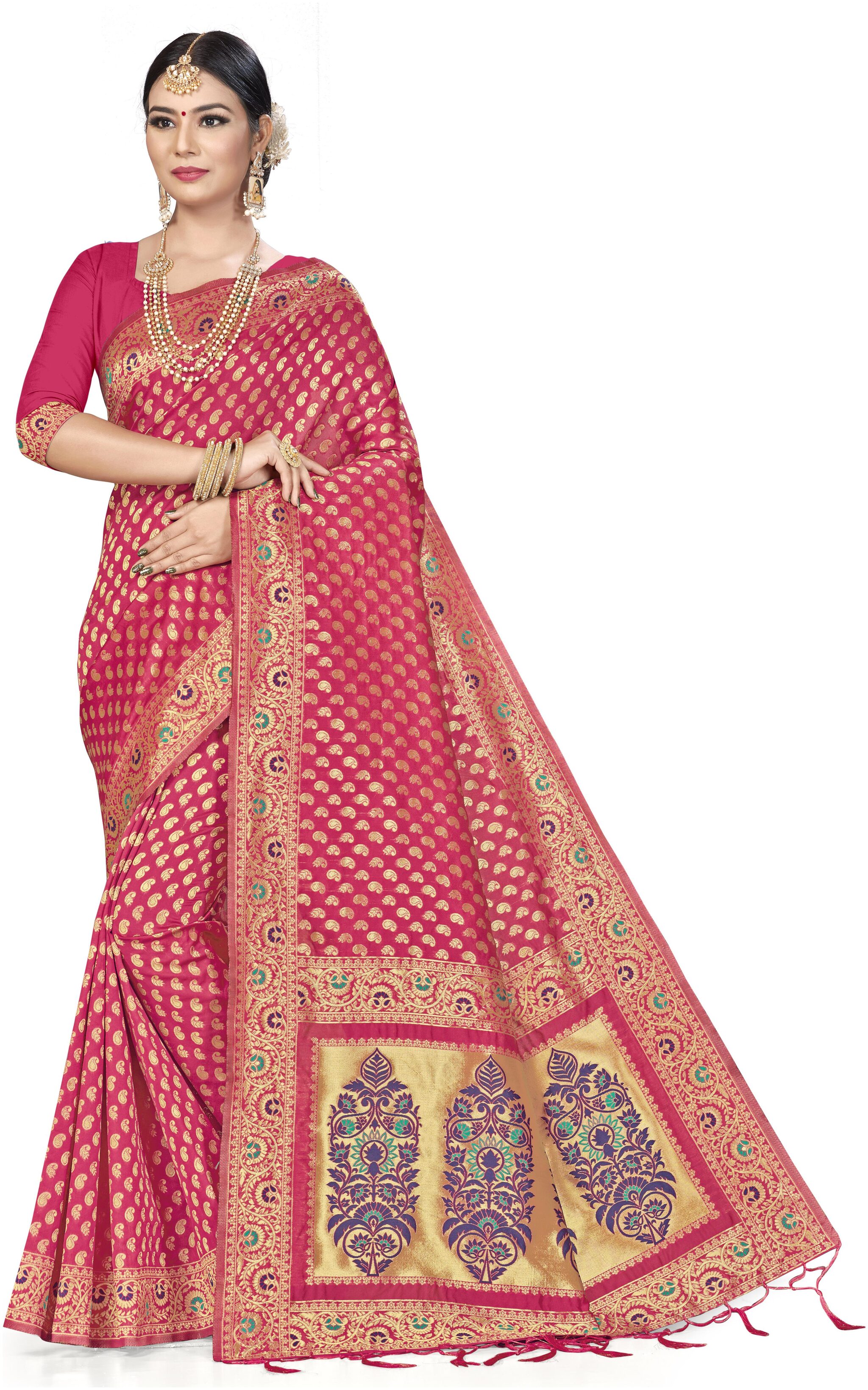 

SAINOOR Women Artificial Silk Saree Pink