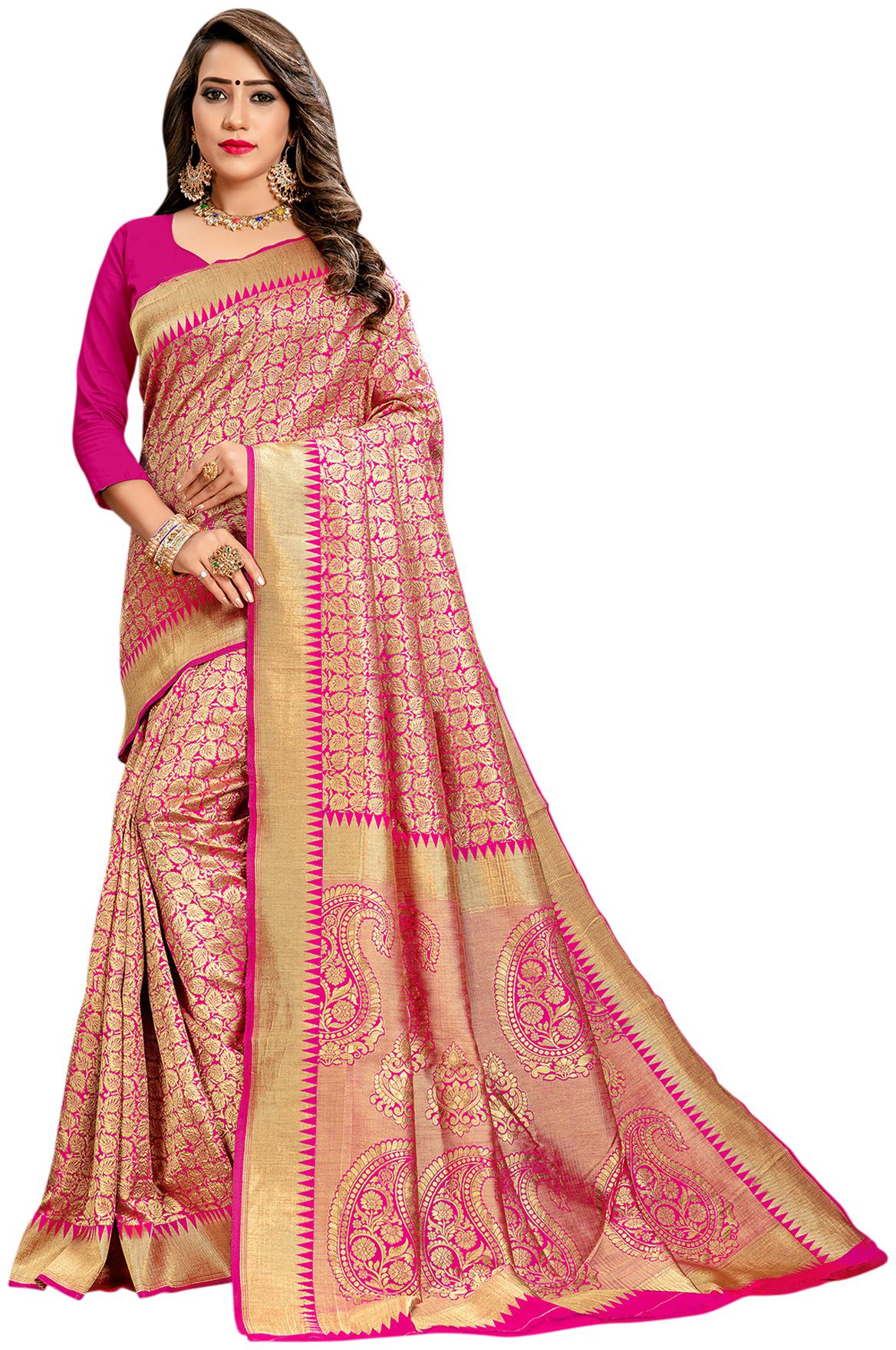 

Sainoor Women S Pink Colour Designer Weaving Work Saree (5 5 M)