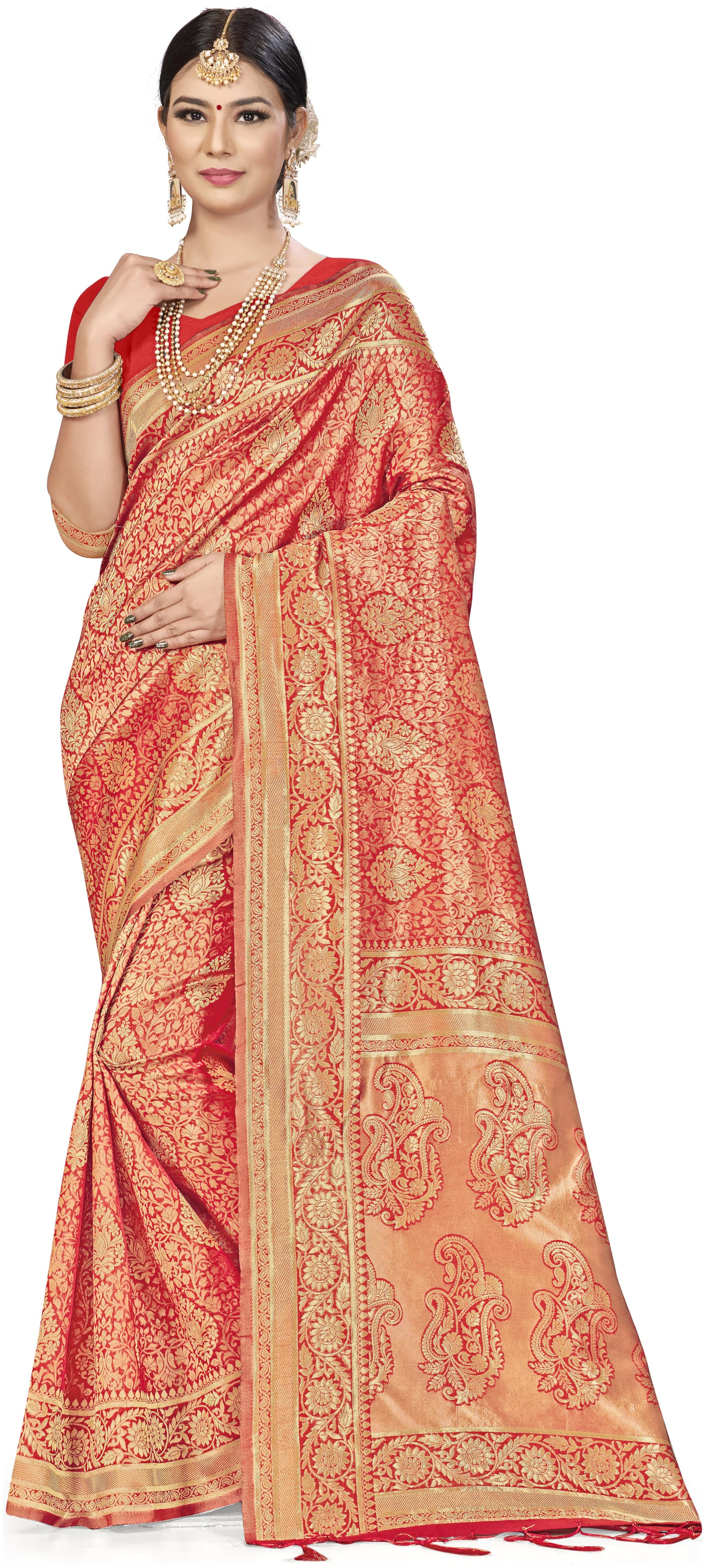 

SAINOOR Women Artificial Silk saree Woven Red
