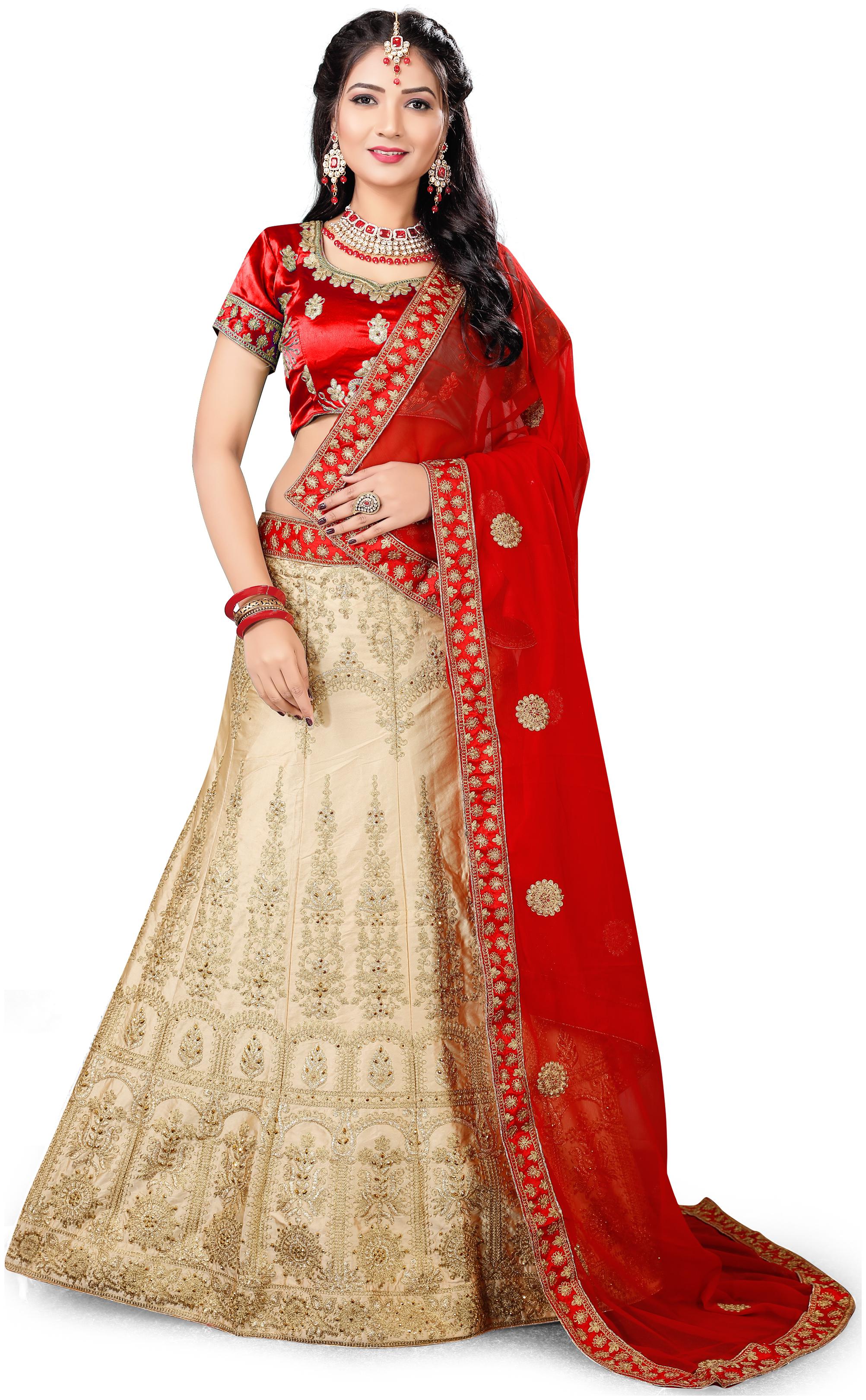 

Sainoor WomenS Beige Colour Heavy Zari Embrodiery Lehenga