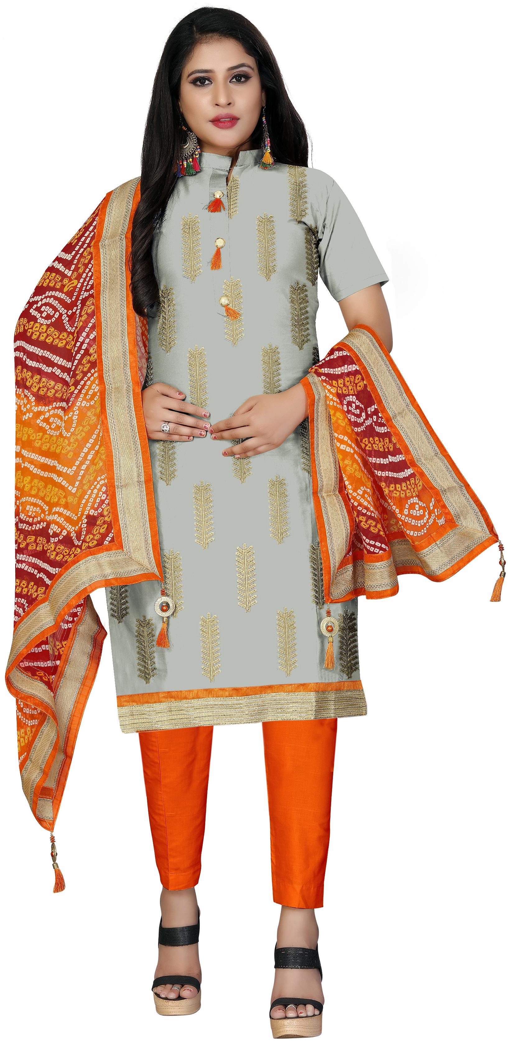 

SAINOOR Women Cotton Kalamkari Dress Material Grey color