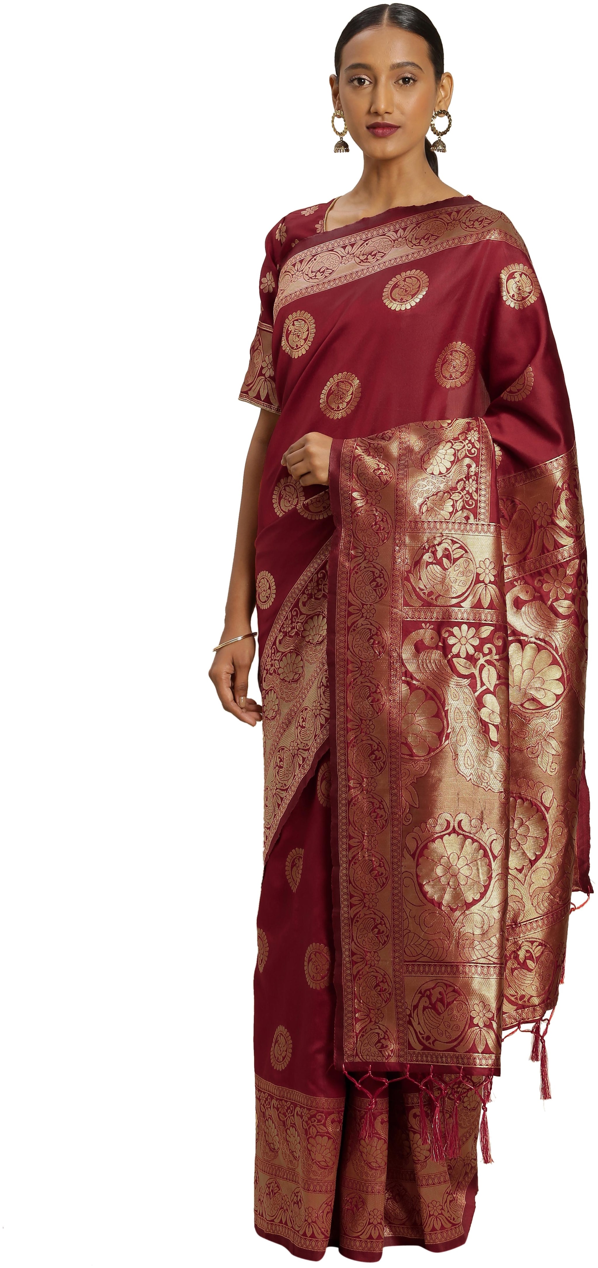

SAINOOR Women Artificial Silk Saree Red