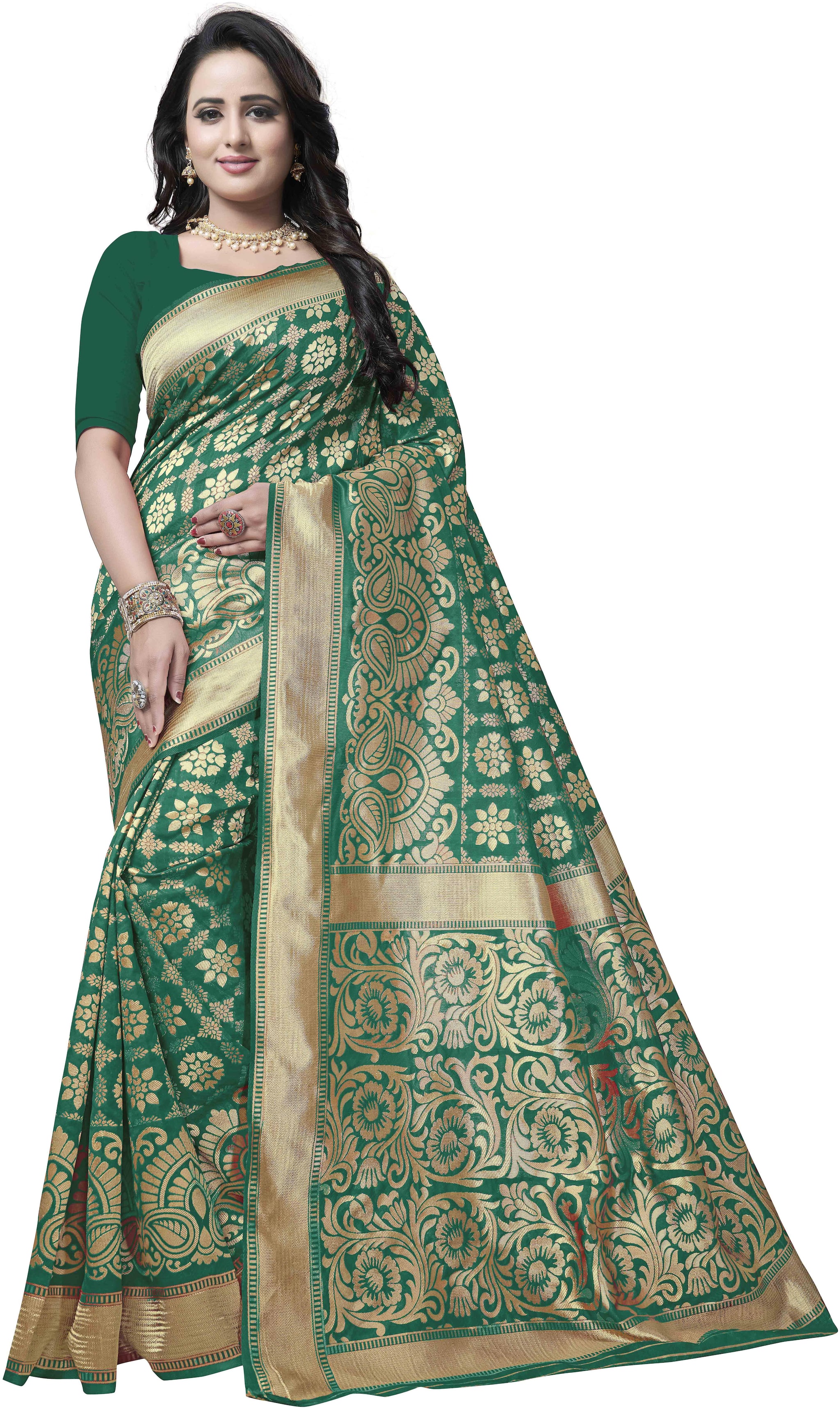 

Sainoor WomenS Green Colour Designer Weaving Work Saree