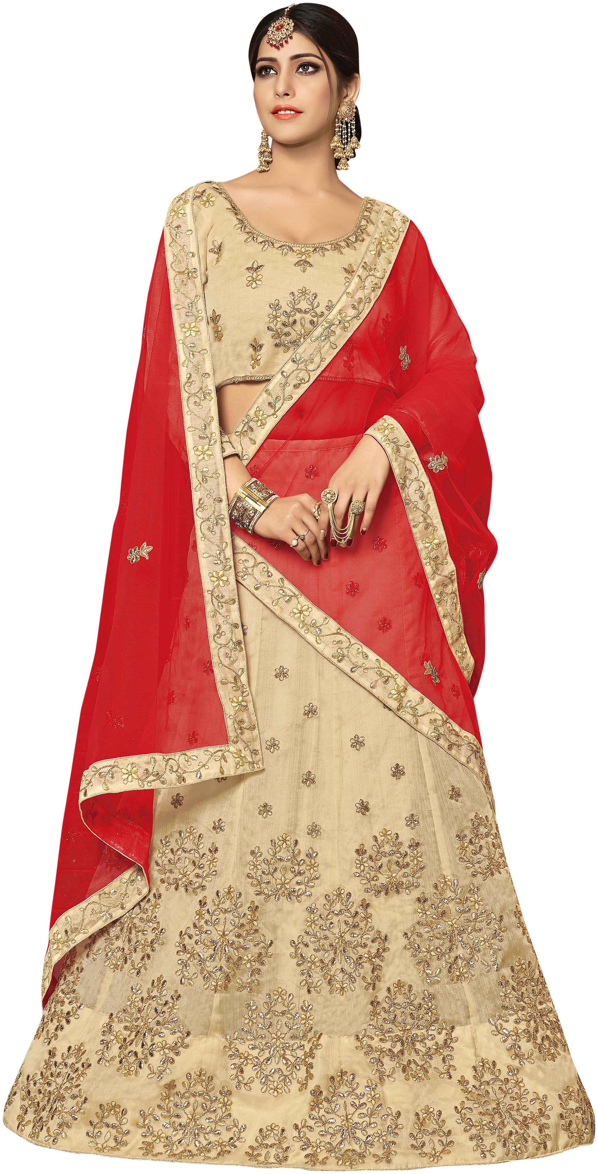 

SAINOOR Women Beige Colour Heavy Multi Zari Embrodiery Lehenga