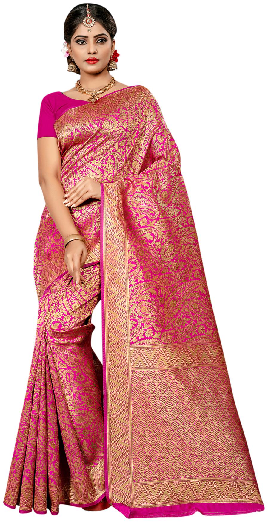 

Sainoor Women S Pink Colour Designer Weaving Work Saree (5 5 M)