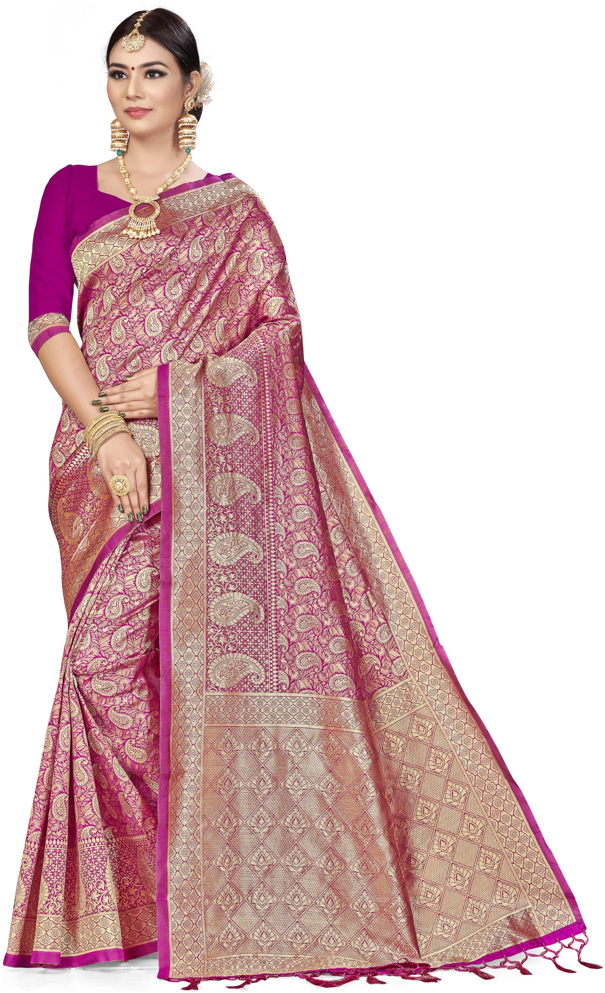 

SAINOOR Women Artificial Silk Saree Pink