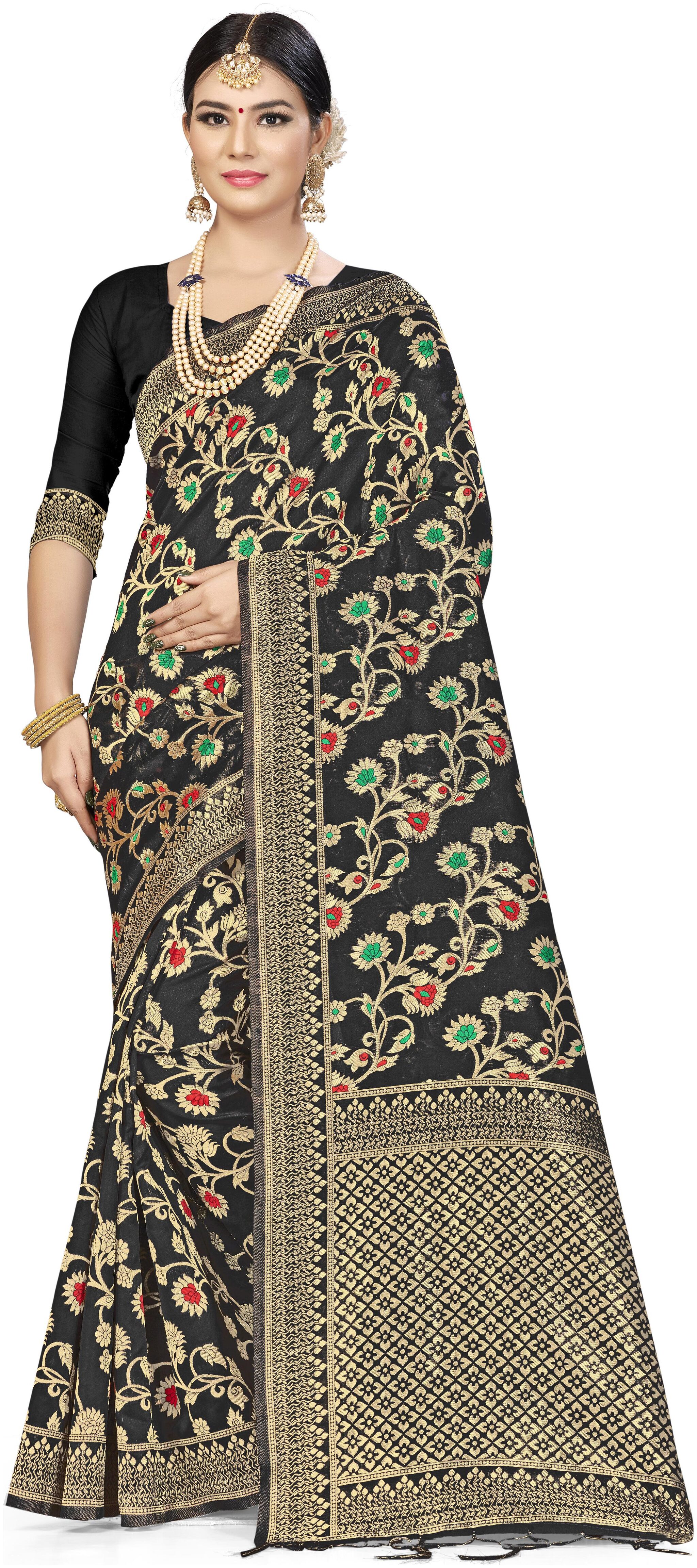 

SAINOOR Women Artificial Silk saree Woven Black