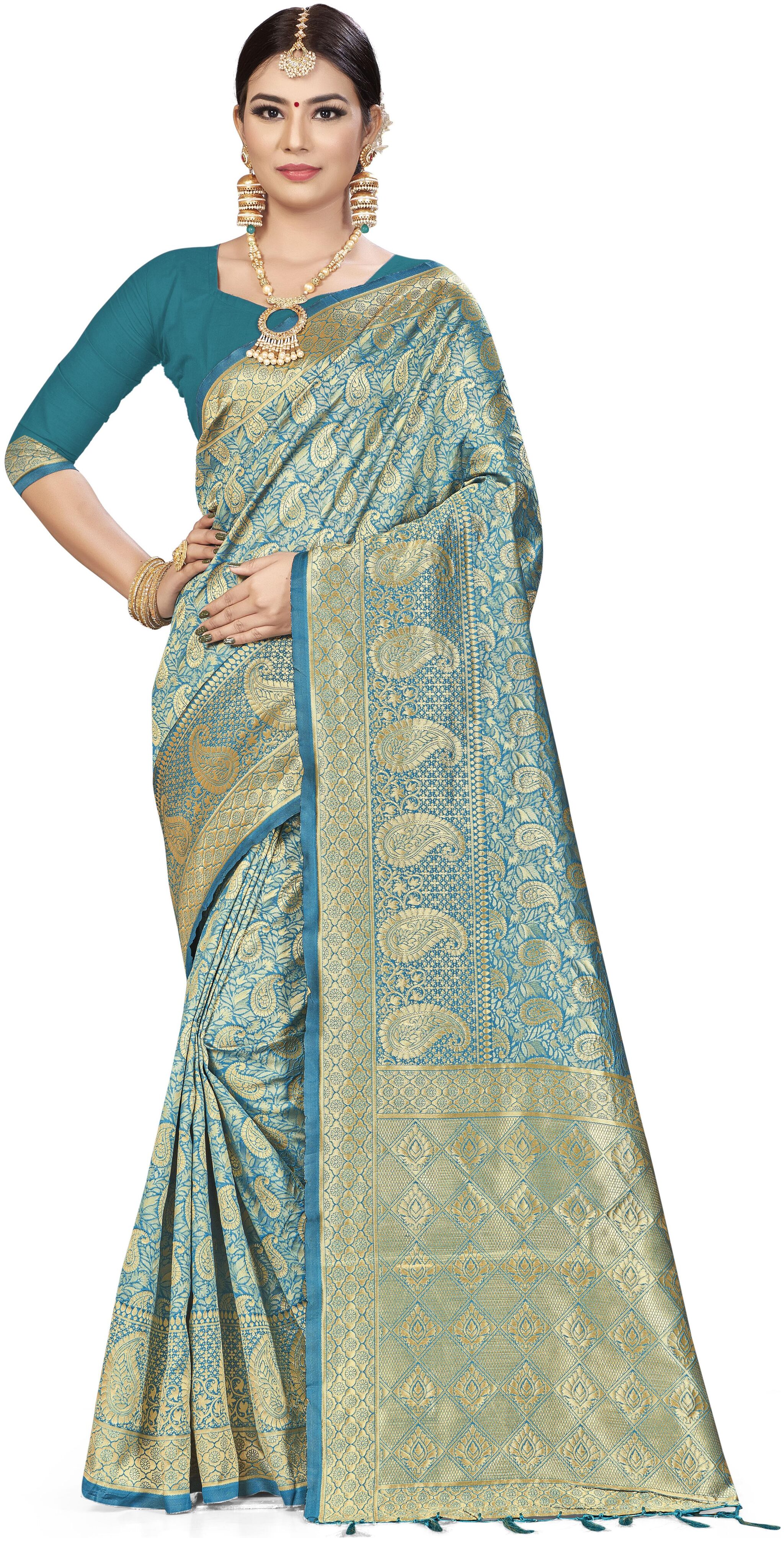 

SAINOOR Women Artificial Silk Saree Turquoise