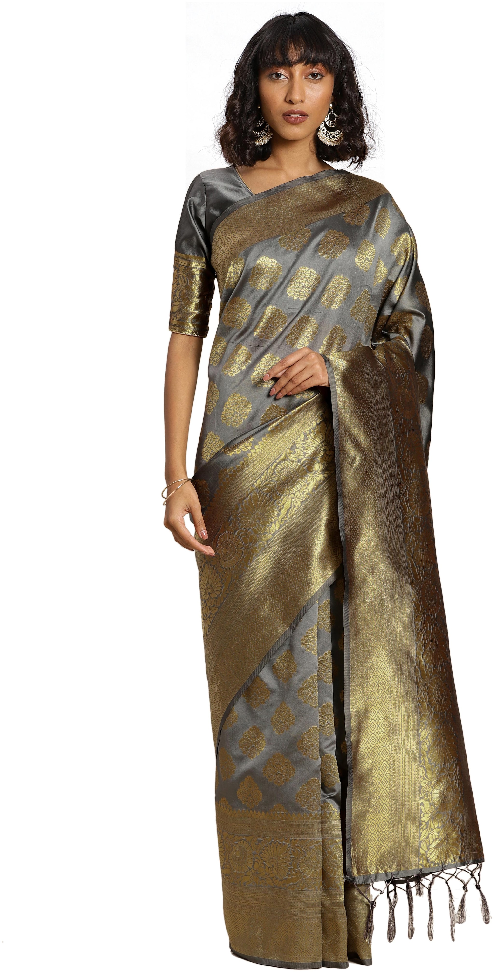 

SAINOOR Women Artificial Silk Saree Grey