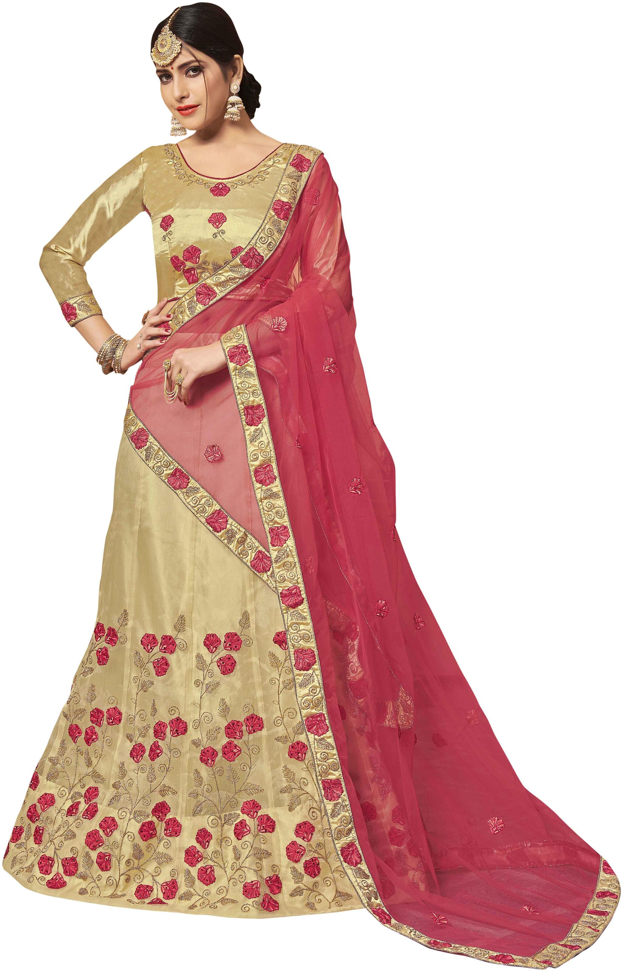 

SAINOOR Women Beige Colour Heavy Multi Zari Embrodiery Lehenga