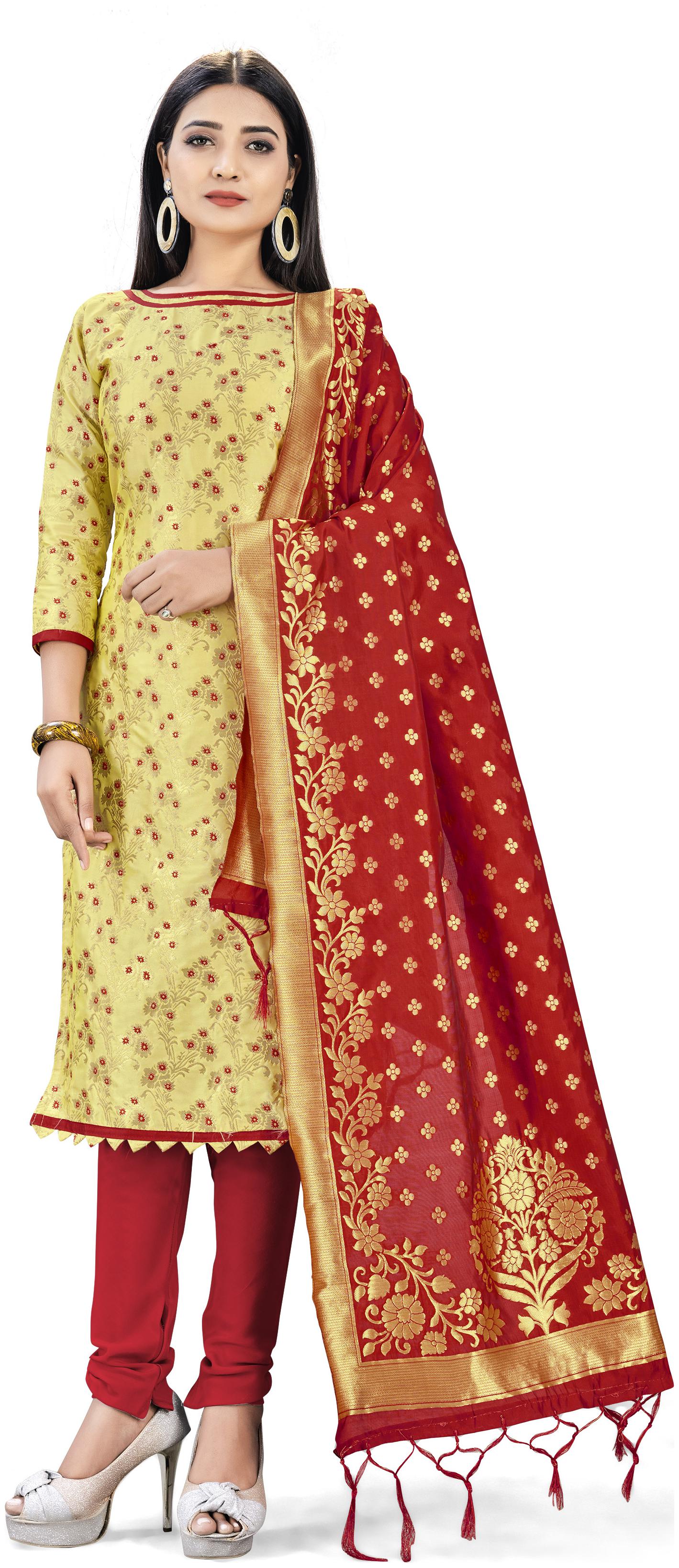 

SAINOOR Beige Unstitched Kurta with bottom dupatta With dupatta Dress Material