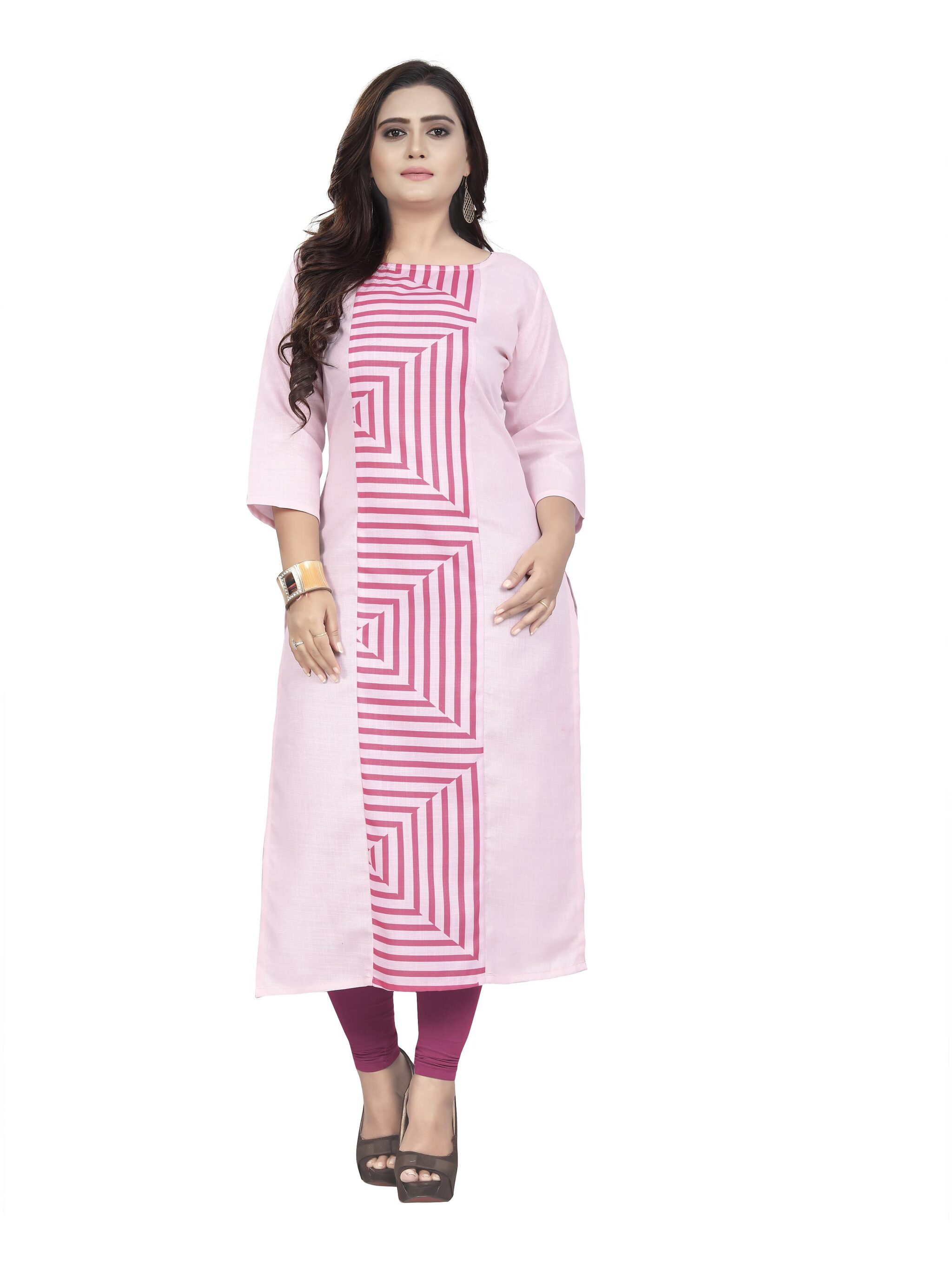 

Saiveera Fashion Women Pink Geometric Regular Kurta