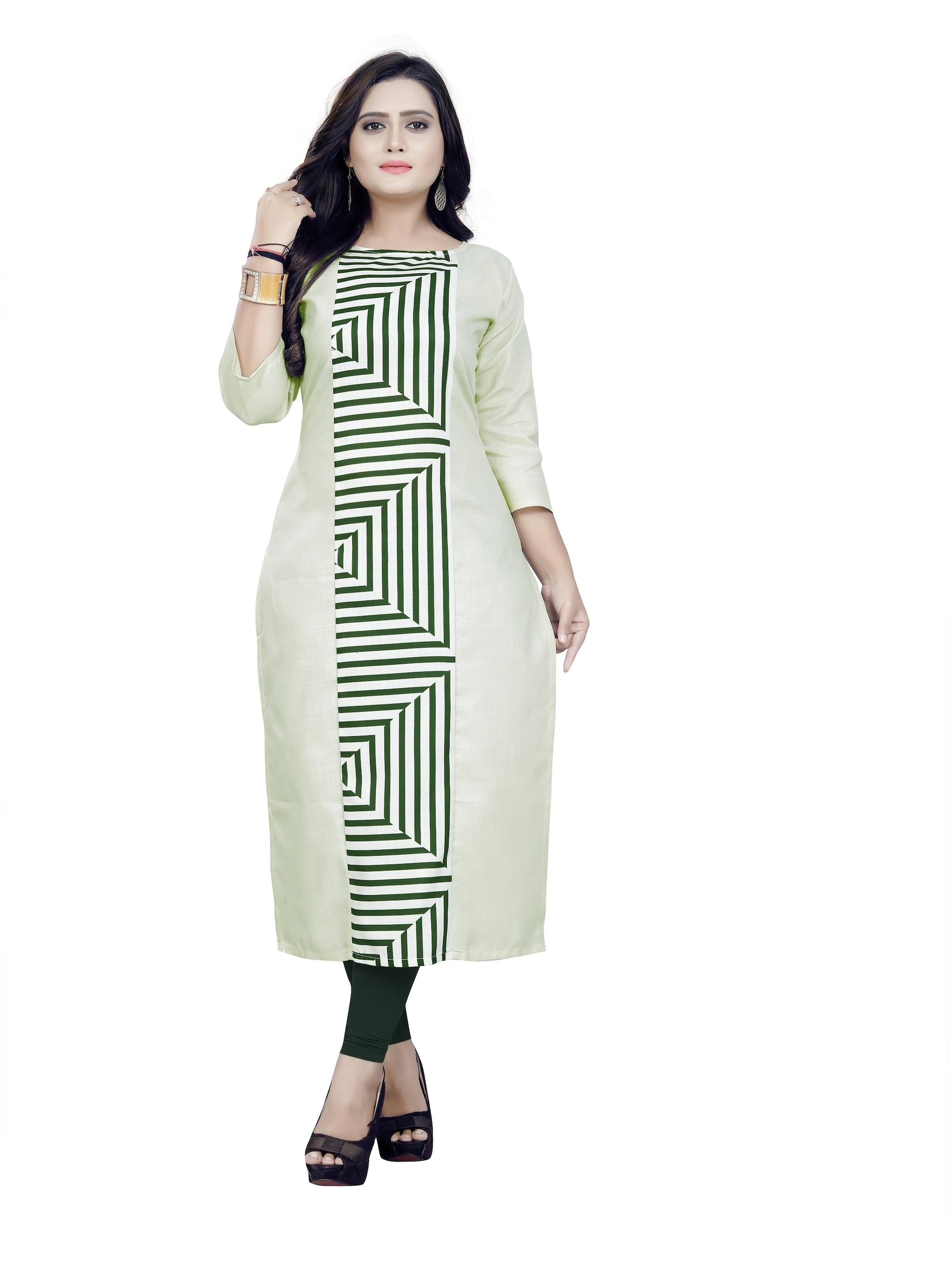 

Saiveera Fashion Women Green Geometric Regular Kurta