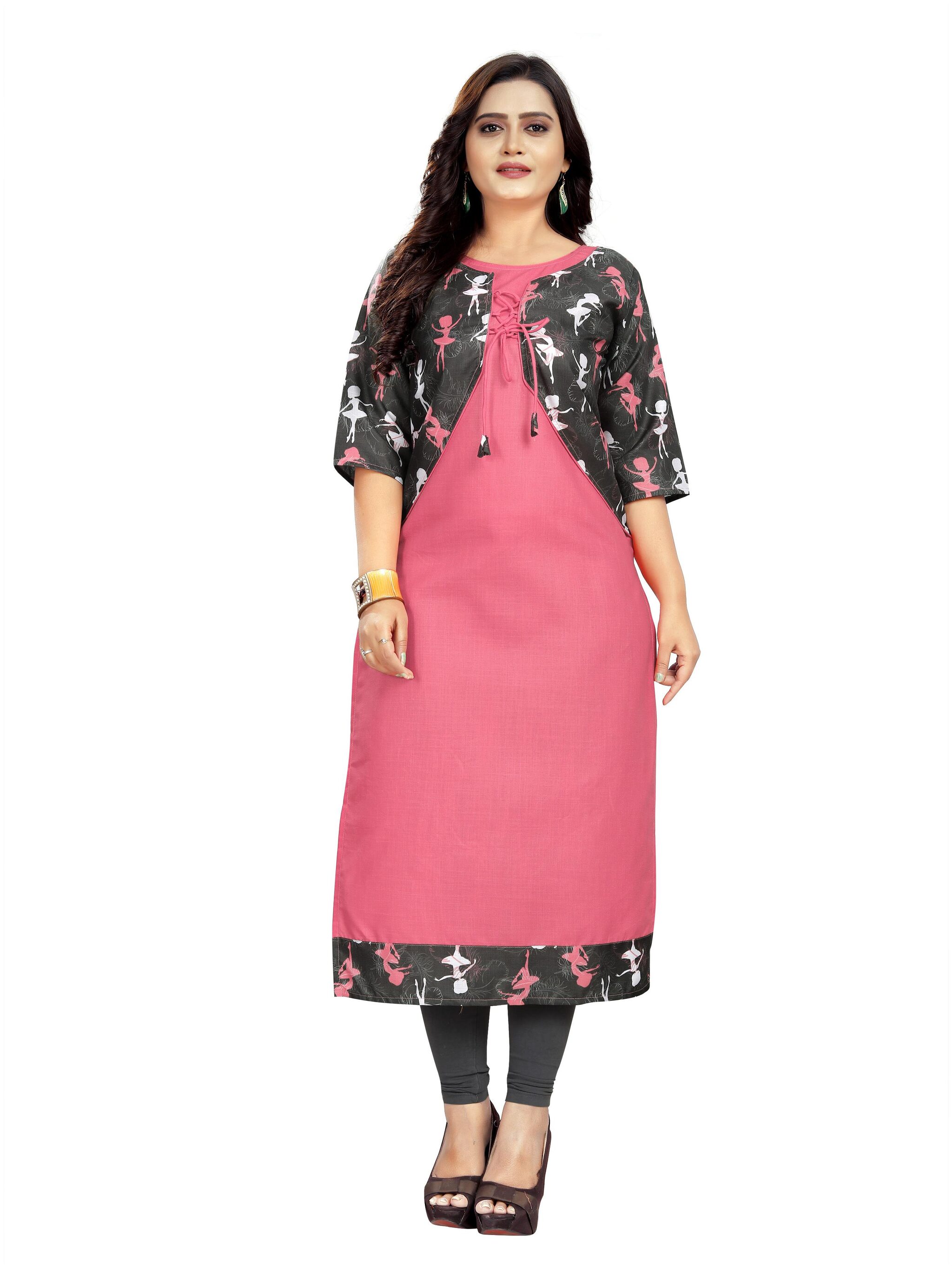 

Saiveera Fashion Women Pink Printed Regular Kurta