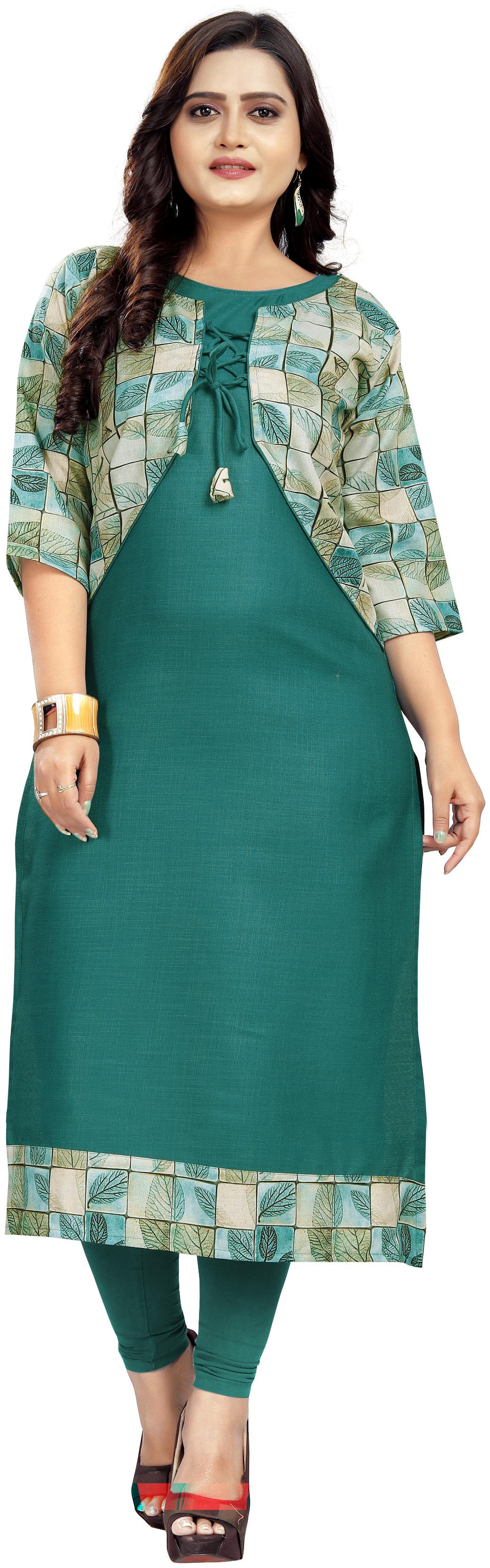 

Saiveera Fashion Women Green Printed Regular Kurta
