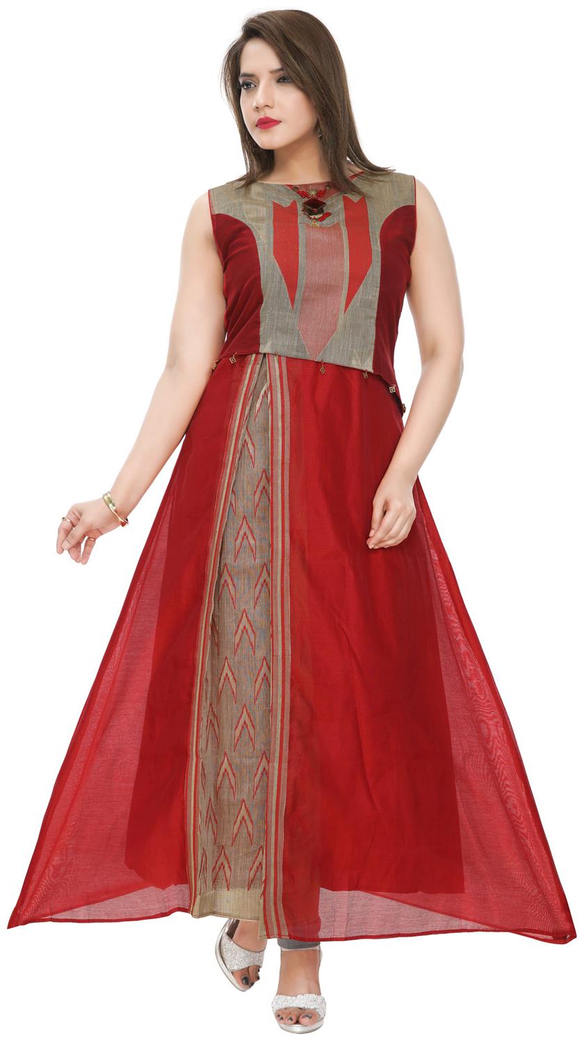 

SAJJU Women Red Printed Anarkali Kurta