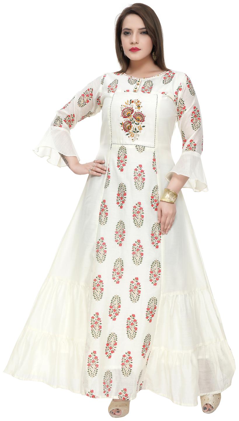 

SAJJU Women Polyester Floral Kurti White